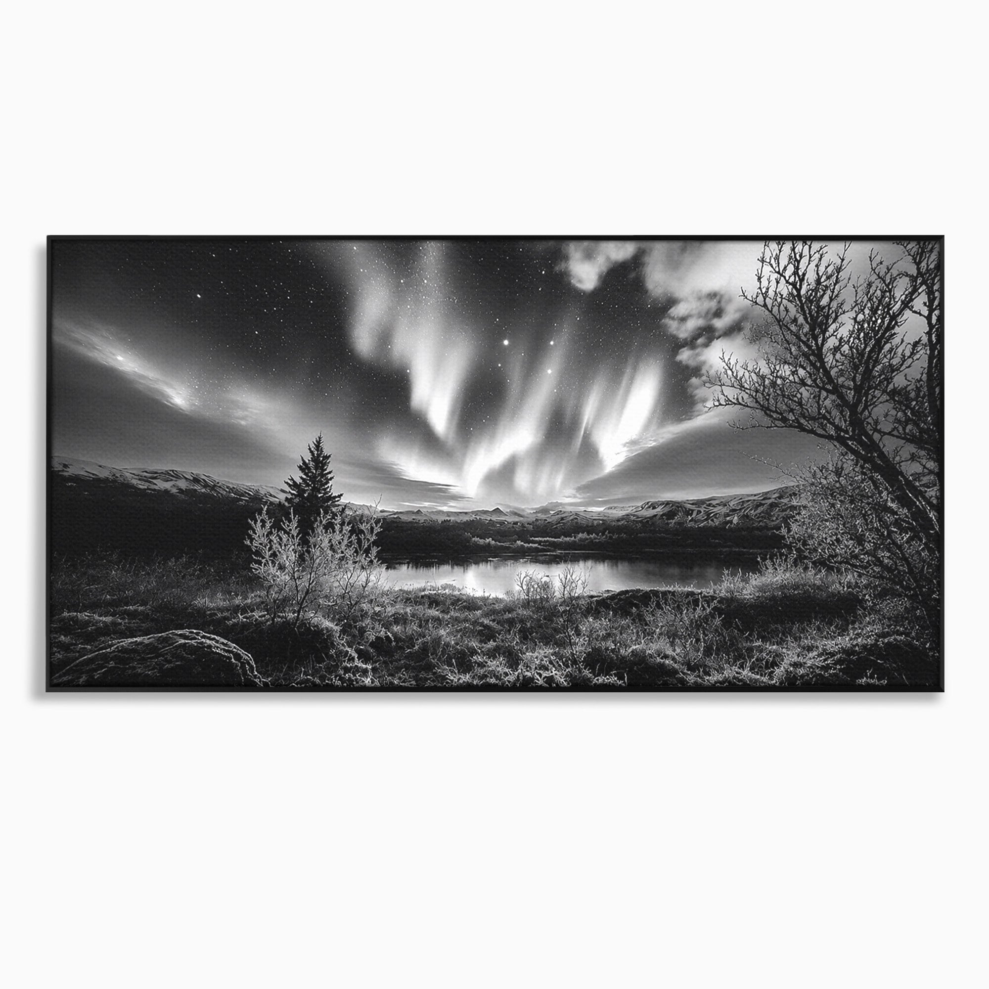 Tablou Canvas Premium LuxCanva® A1704, Cand Noaptea Danseaza , Aurora Boreala, Peisaj, Cer, Noapte, Living, Dormitor, Culori Vibrante