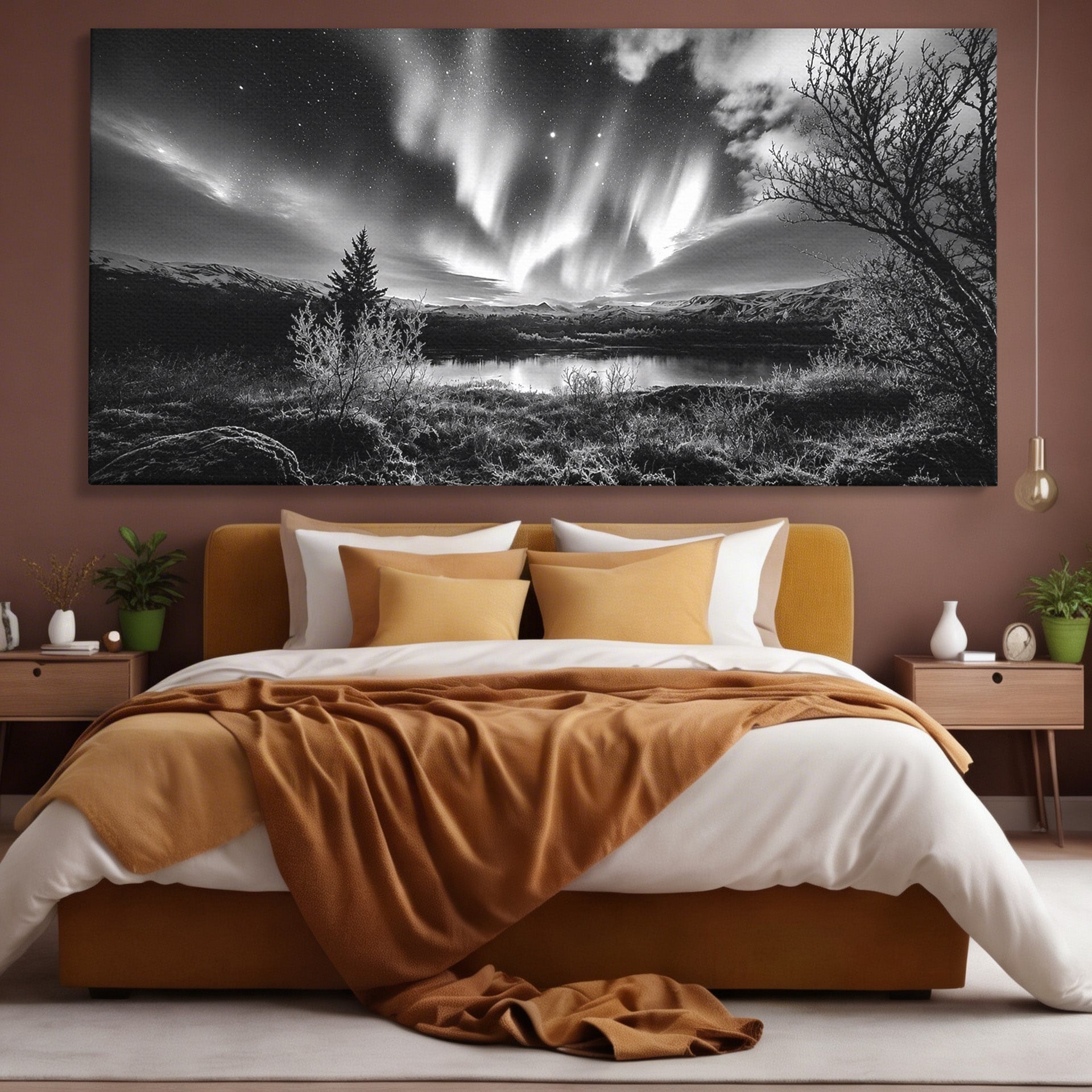 Tablou Canvas Premium LuxCanva® A1704, Cand Noaptea Danseaza , Aurora Boreala, Peisaj, Cer, Noapte, Living, Dormitor, Culori Vibrante