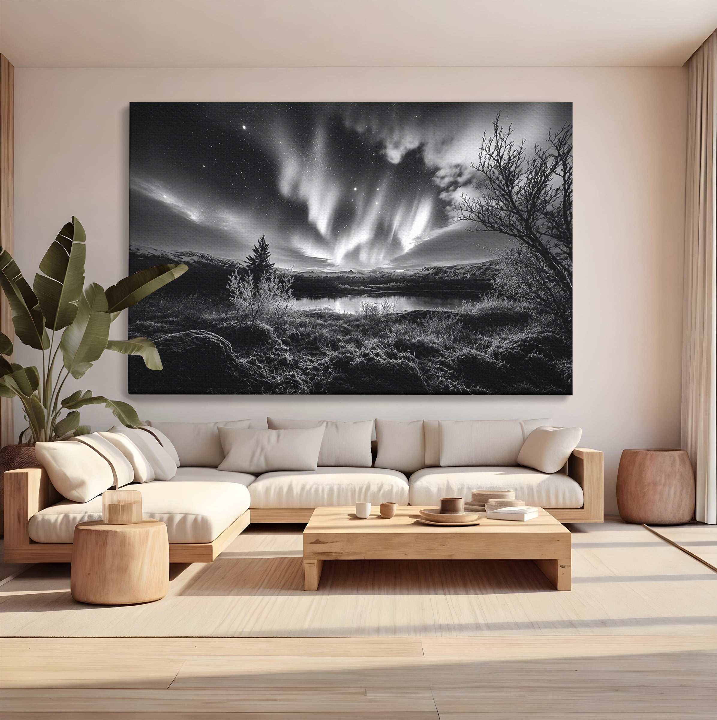 Tablou Canvas Premium LuxCanva® A1704, Cand Noaptea Danseaza , Aurora Boreala, Peisaj, Cer, Noapte, Living, Dormitor, Culori Vibrante