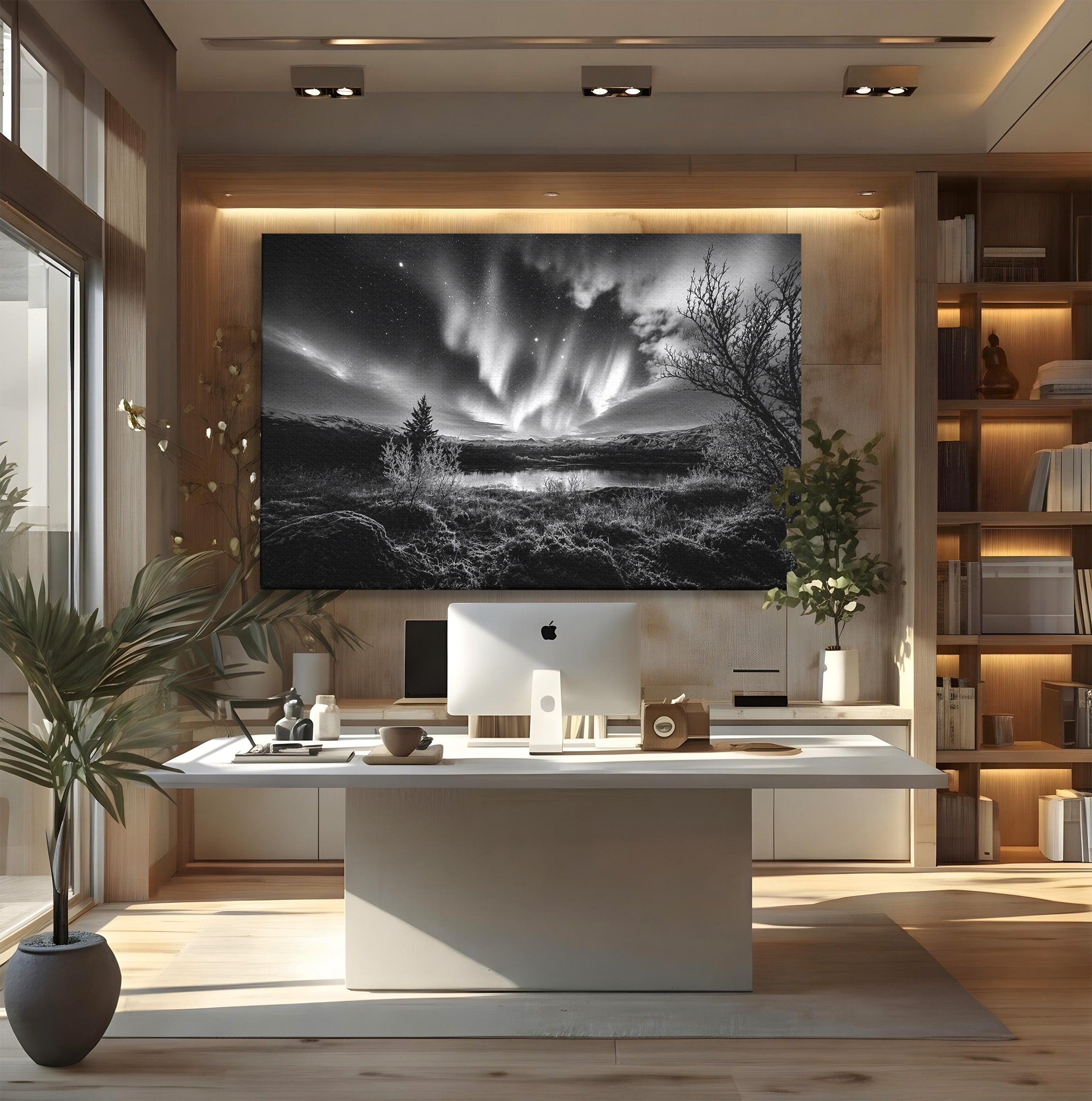 Tablou Canvas Premium LuxCanva® A1704, Cand Noaptea Danseaza , Aurora Boreala, Peisaj, Cer, Noapte, Living, Dormitor, Culori Vibrante