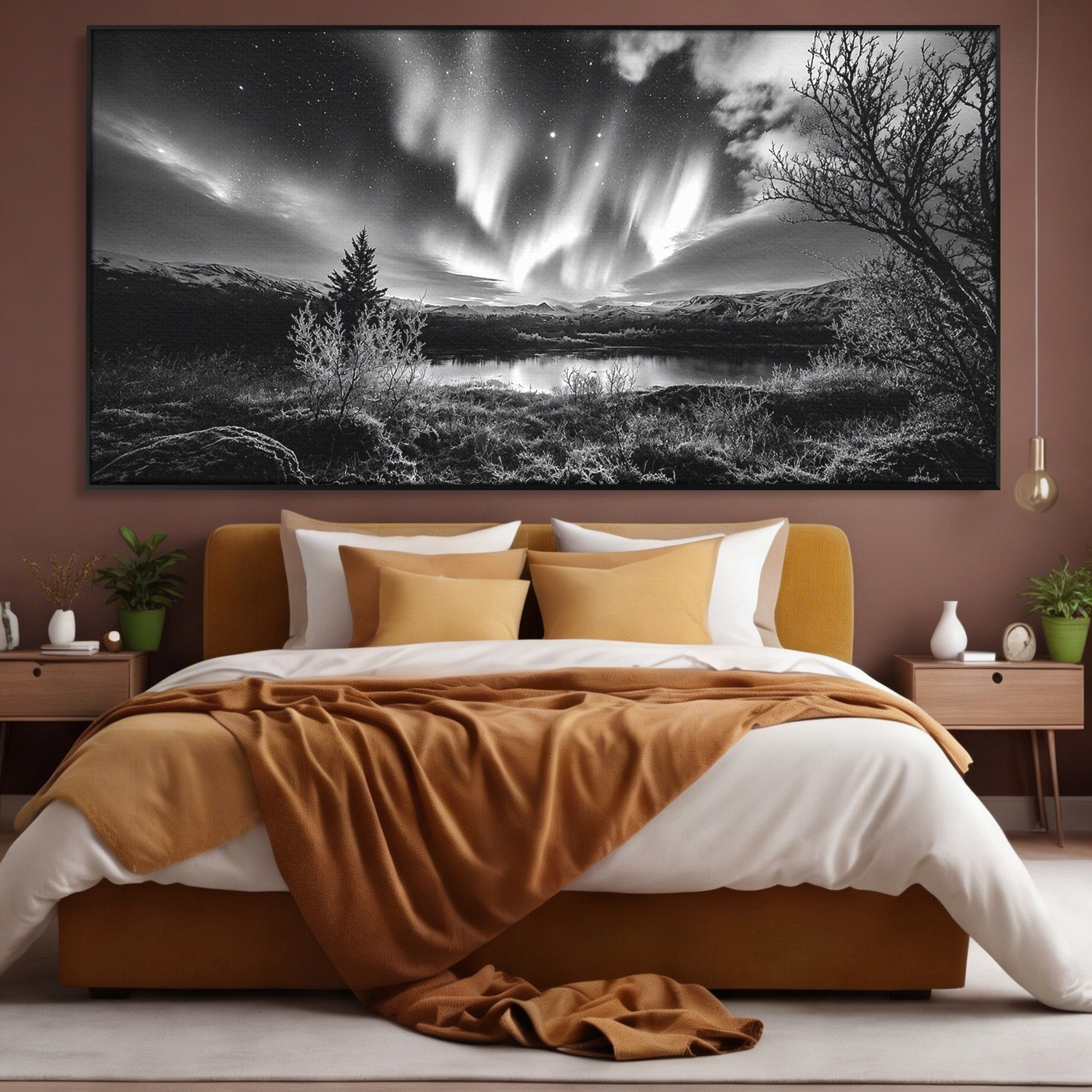 Tablou Canvas Premium LuxCanva® A1704, Cand Noaptea Danseaza , Aurora Boreala, Peisaj, Cer, Noapte, Living, Dormitor, Culori Vibrante