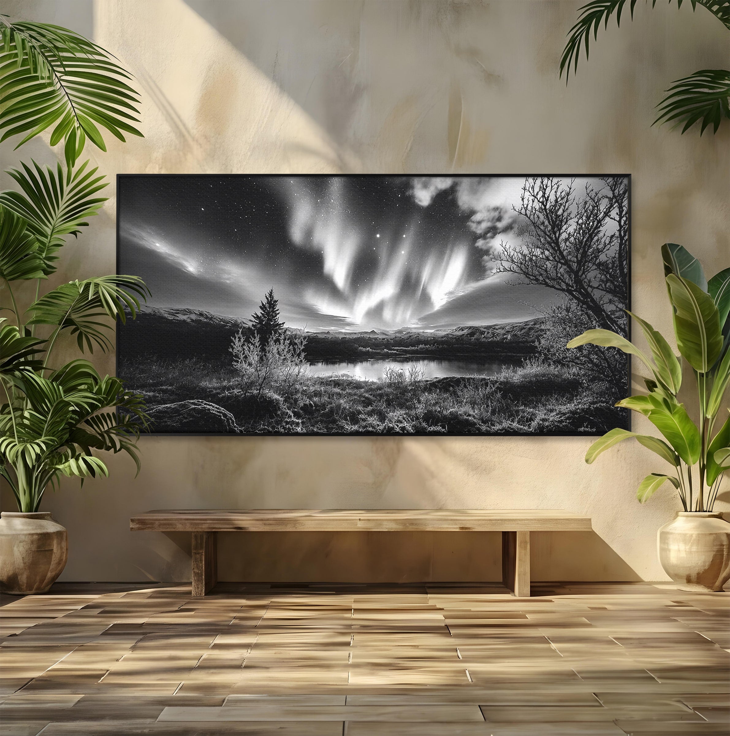 Tablou Canvas Premium LuxCanva® A1704, Cand Noaptea Danseaza , Aurora Boreala, Peisaj, Cer, Noapte, Living, Dormitor, Culori Vibrante