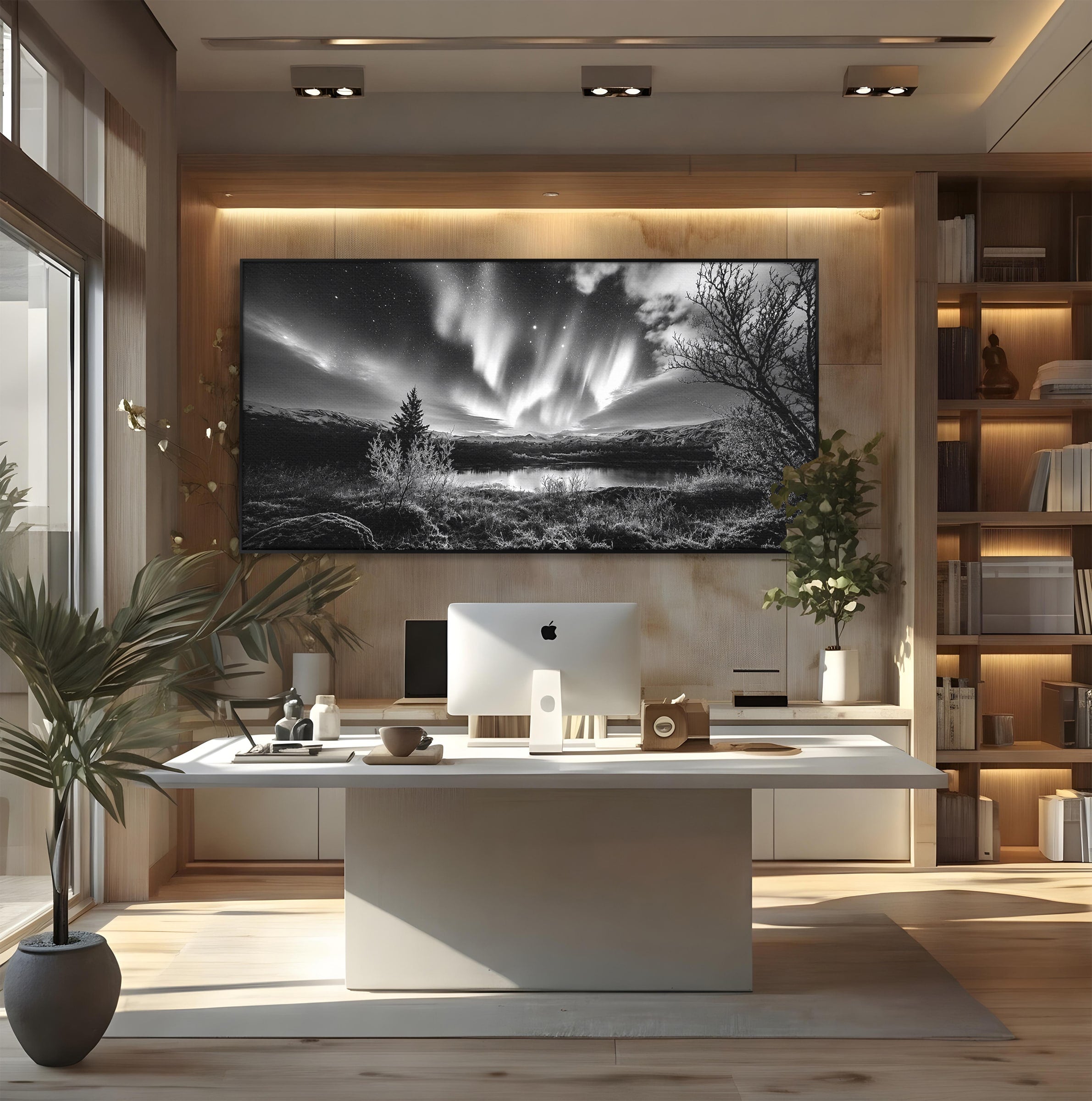 Tablou Canvas Premium LuxCanva® A1704, Cand Noaptea Danseaza , Aurora Boreala, Peisaj, Cer, Noapte, Living, Dormitor, Culori Vibrante