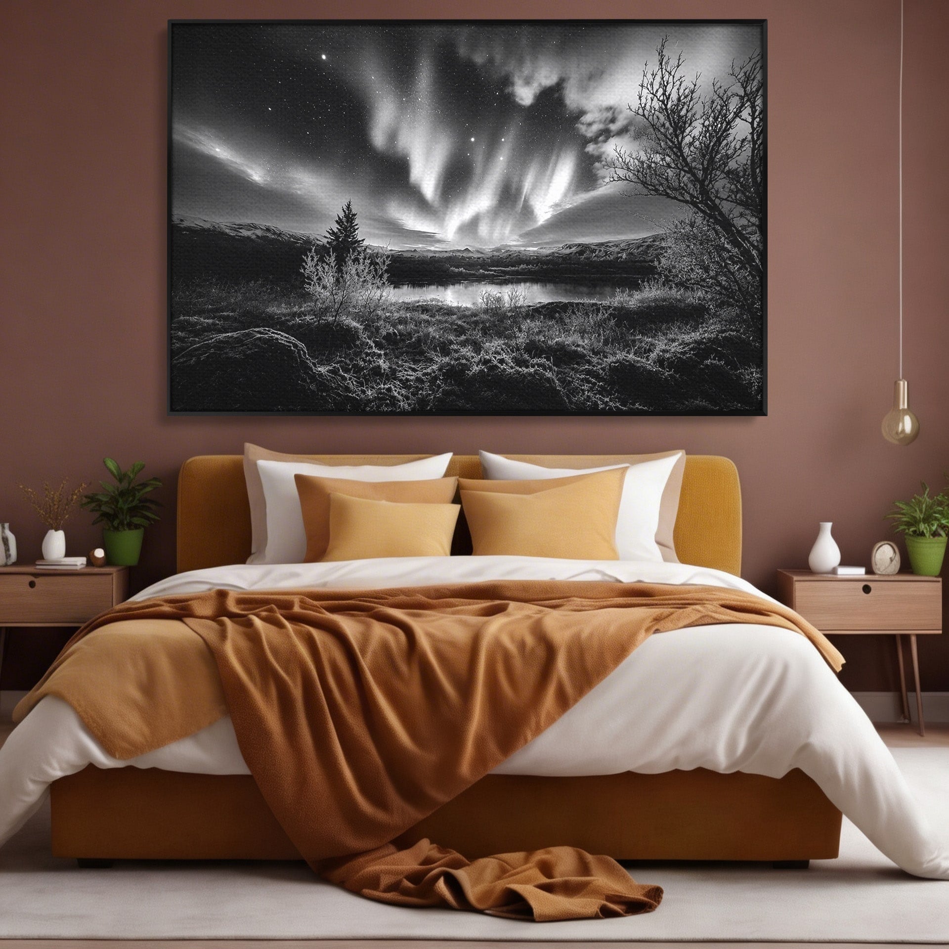 Tablou Canvas Premium LuxCanva® A1704, Cand Noaptea Danseaza , Aurora Boreala, Peisaj, Cer, Noapte, Living, Dormitor, Culori Vibrante