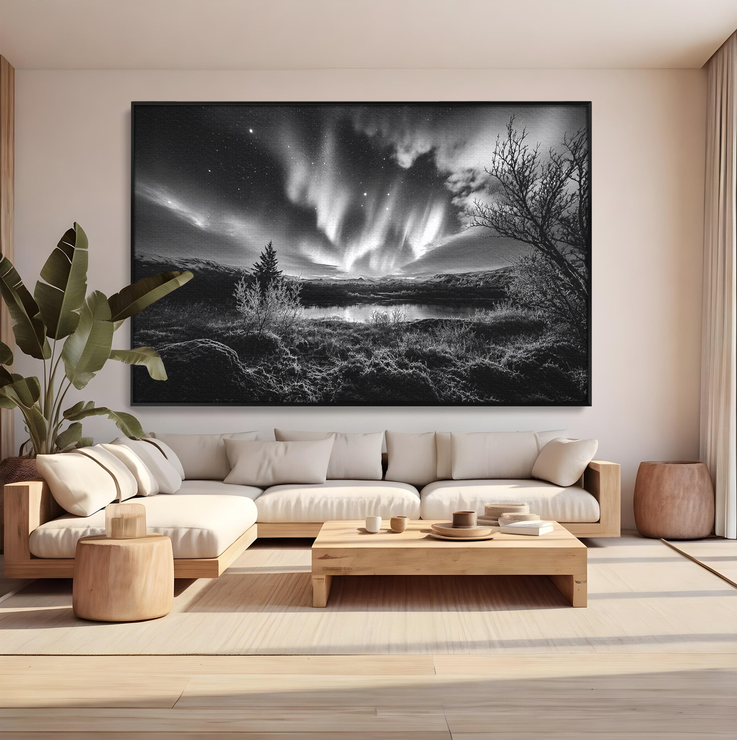 Tablou Canvas Premium LuxCanva® A1704, Cand Noaptea Danseaza , Aurora Boreala, Peisaj, Cer, Noapte, Living, Dormitor, Culori Vibrante