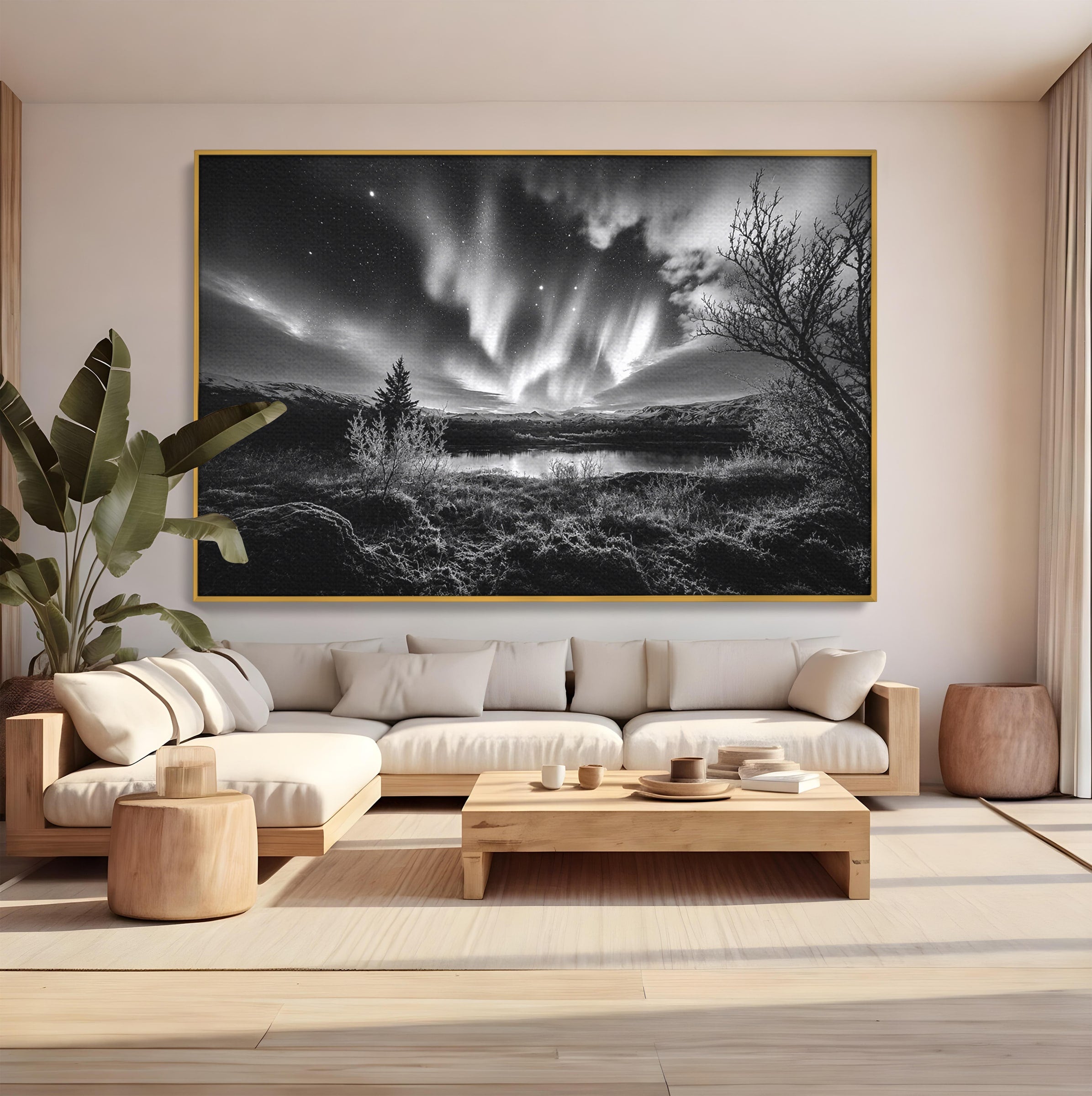 Tablou Canvas Premium LuxCanva® A1704, Cand Noaptea Danseaza , Aurora Boreala, Peisaj, Cer, Noapte, Living, Dormitor, Culori Vibrante