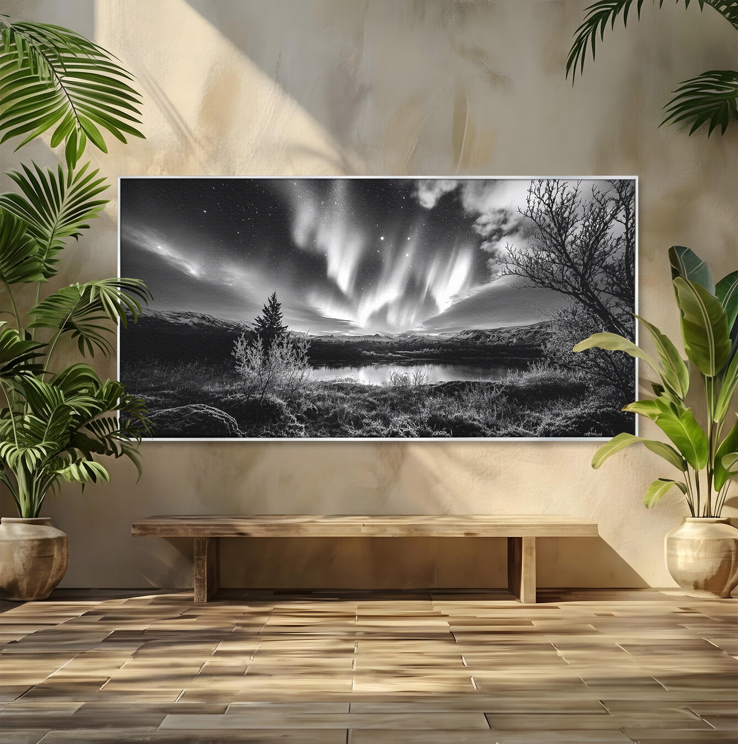 Tablou Canvas Premium LuxCanva® A1704, Cand Noaptea Danseaza , Aurora Boreala, Peisaj, Cer, Noapte, Living, Dormitor, Culori Vibrante