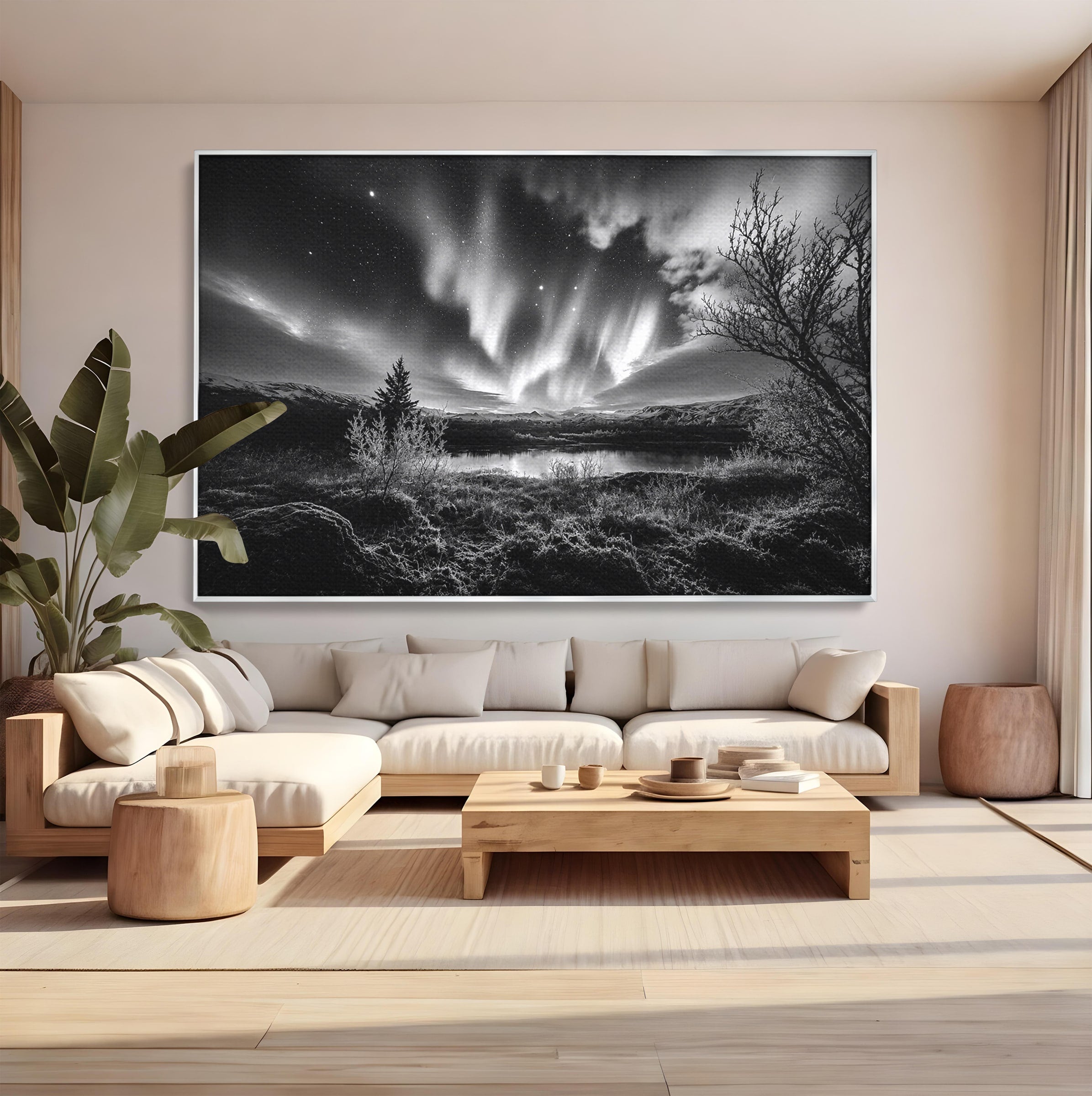 Tablou Canvas Premium LuxCanva® A1704, Cand Noaptea Danseaza , Aurora Boreala, Peisaj, Cer, Noapte, Living, Dormitor, Culori Vibrante