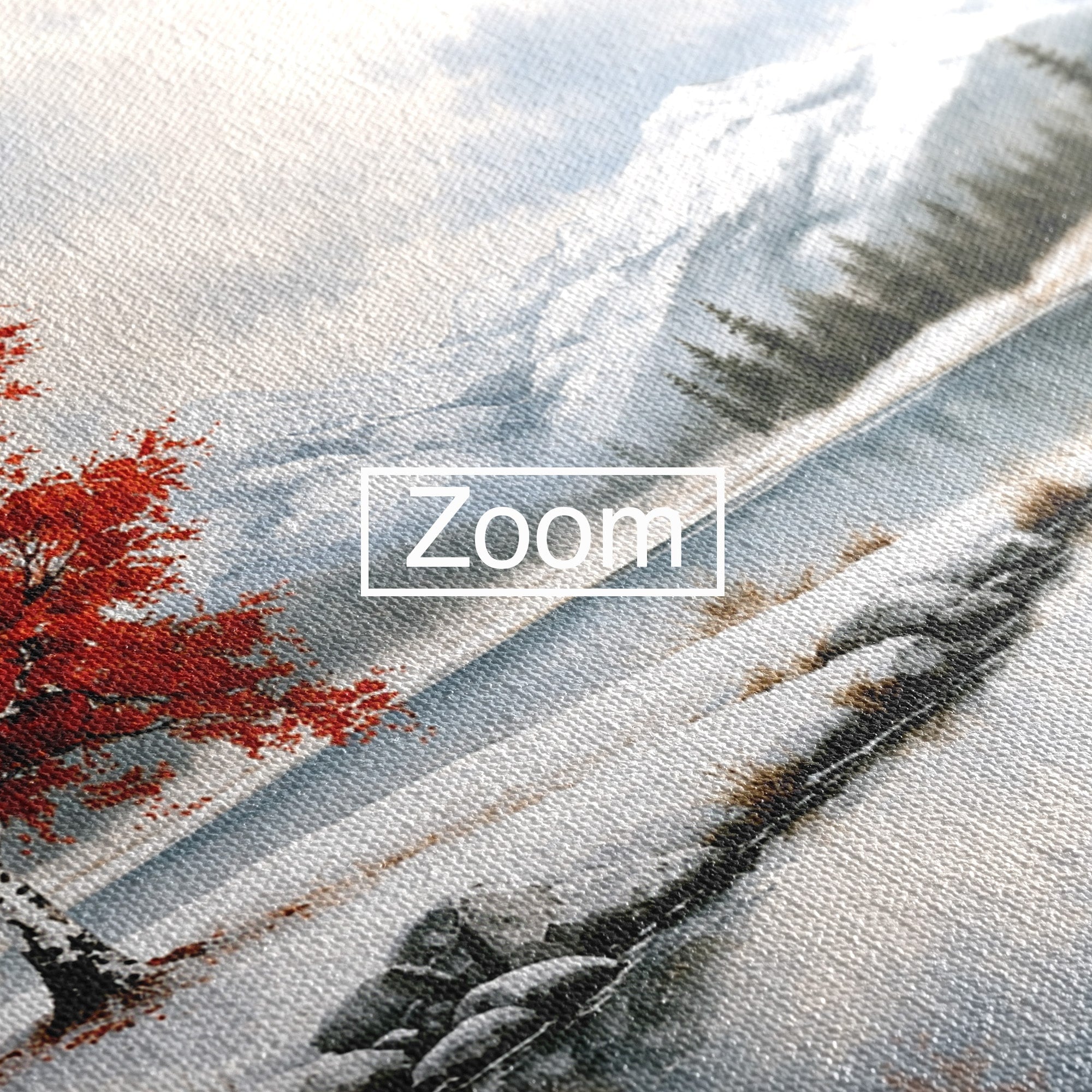 Tablou Canvas Premium LuxCanva® A1705, Peisaj De Iarna Cu Arbore Rosu, Peisaj, Iarna, Arbore, Lac, Natura, Living, Dormitor, Culori Vibrante
