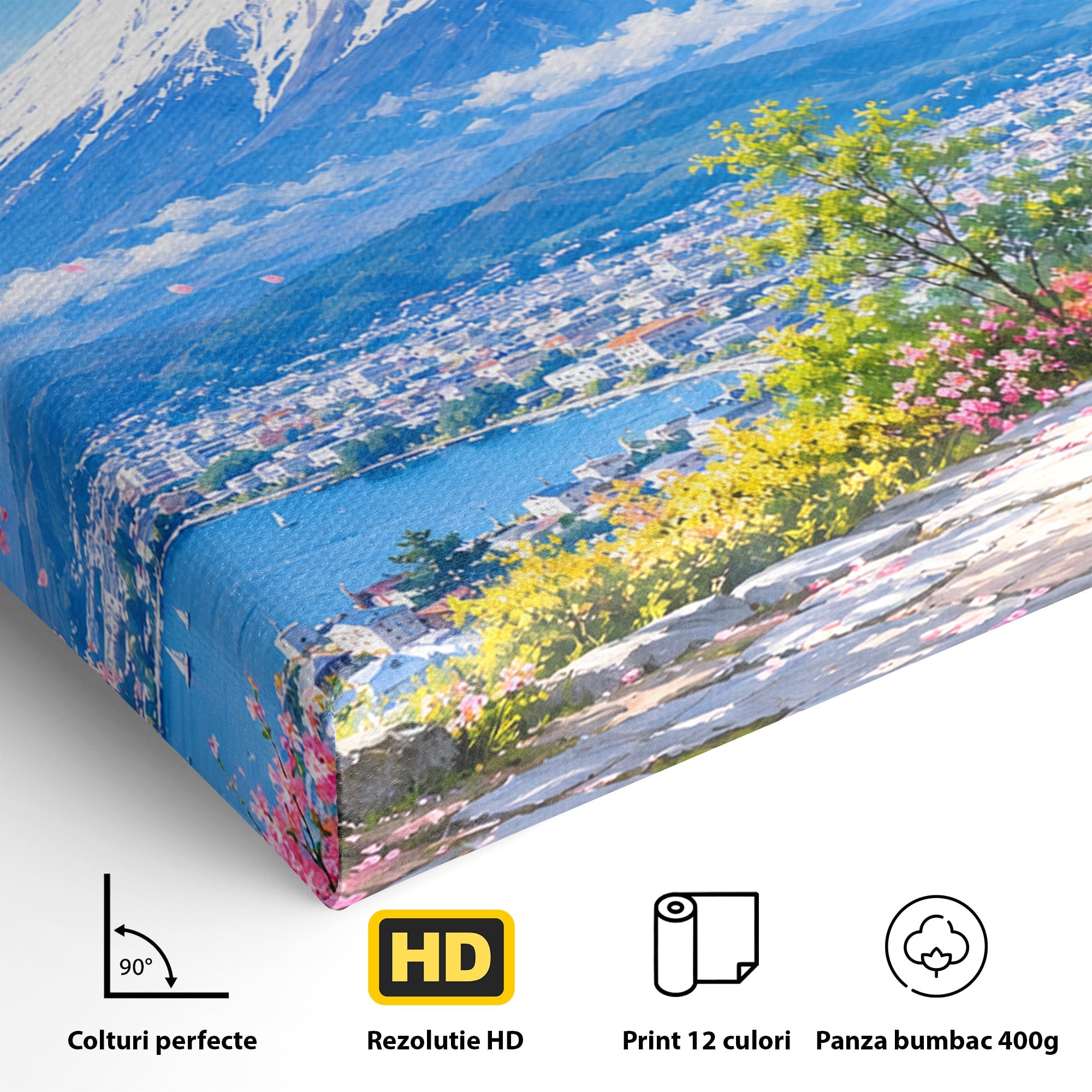 Tablou Canvas Premium LuxCanva® A1706, Primavara La Templu Japonez, Templu, Primavara, Peisaj, Natura, Living, Culori Vibrante