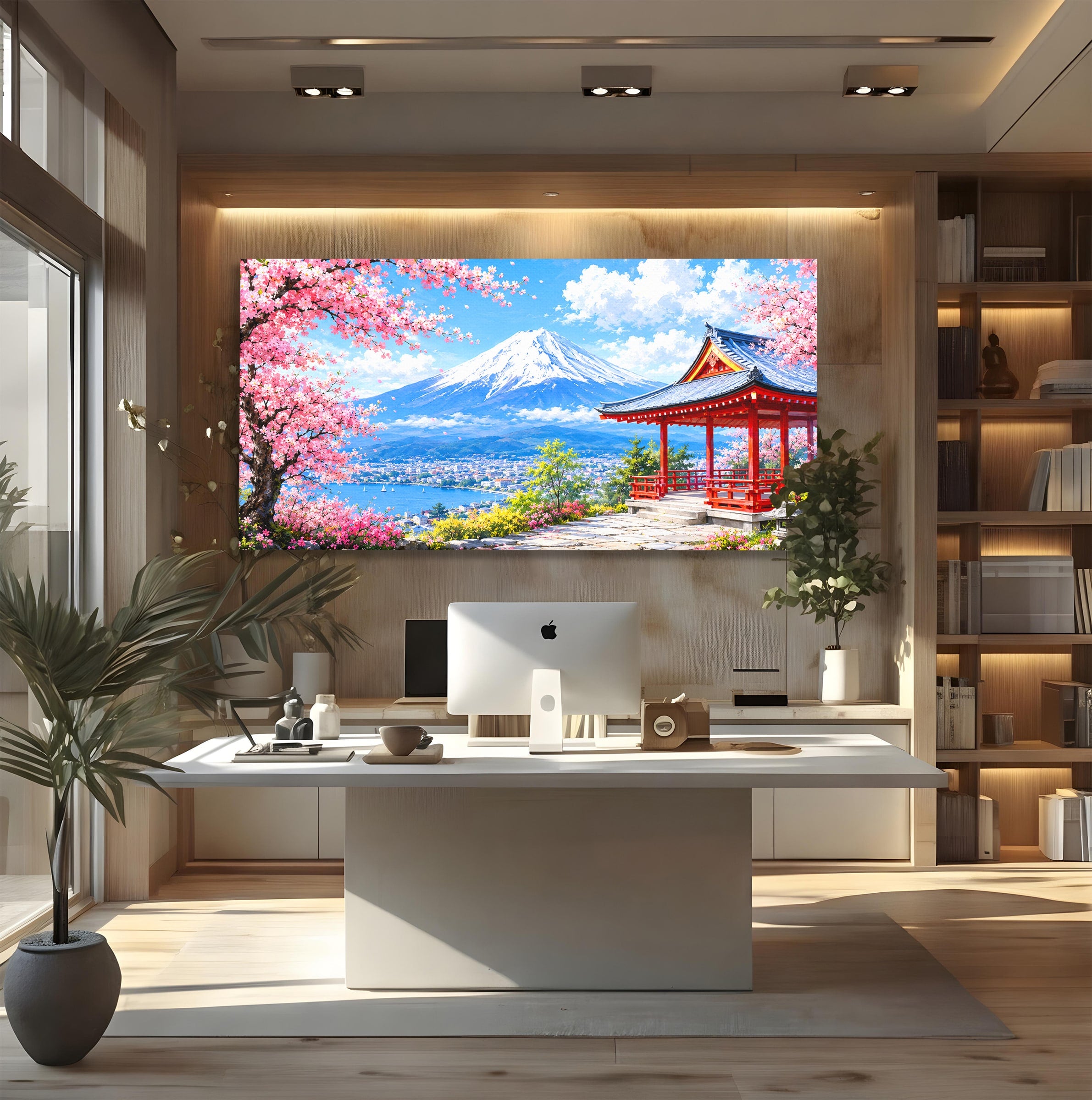 Tablou Canvas Premium LuxCanva® A1706, Primavara La Templu Japonez, Templu, Primavara, Peisaj, Natura, Living, Culori Vibrante