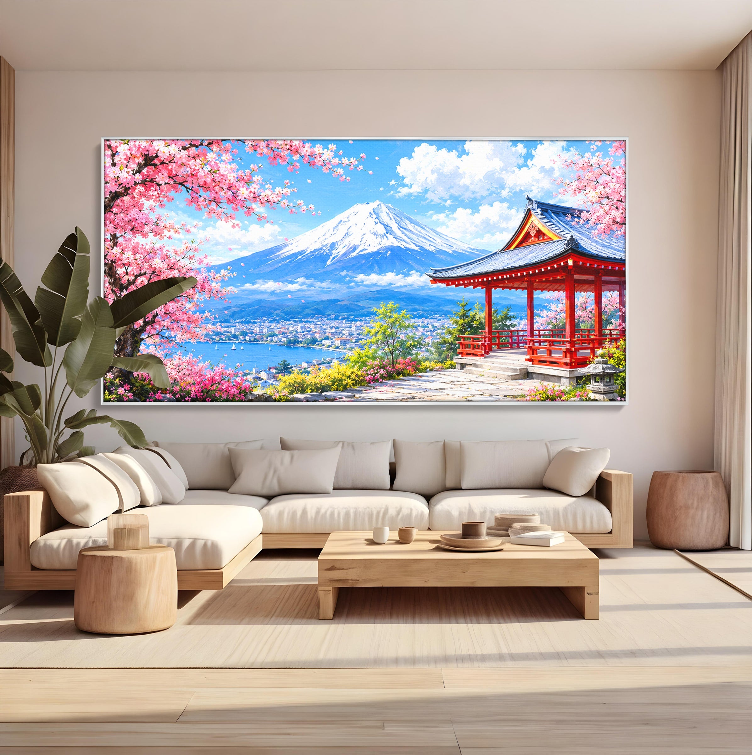 Tablou Canvas Premium LuxCanva® A1706, Primavara La Templu Japonez, Templu, Primavara, Peisaj, Natura, Living, Culori Vibrante