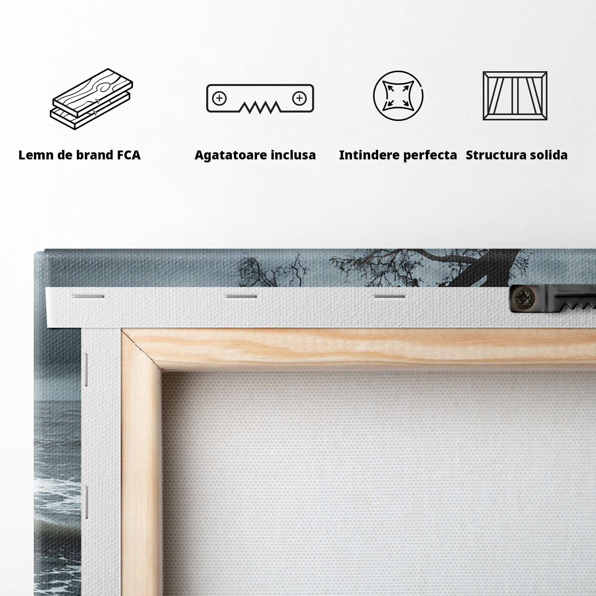 Tablou Canvas Premium LuxCanva® A1707, Copac Singuratic Pe Tarm, Copac, Tarm, Peisaj, Natura, Dramatic, Living, Culori Vibrante