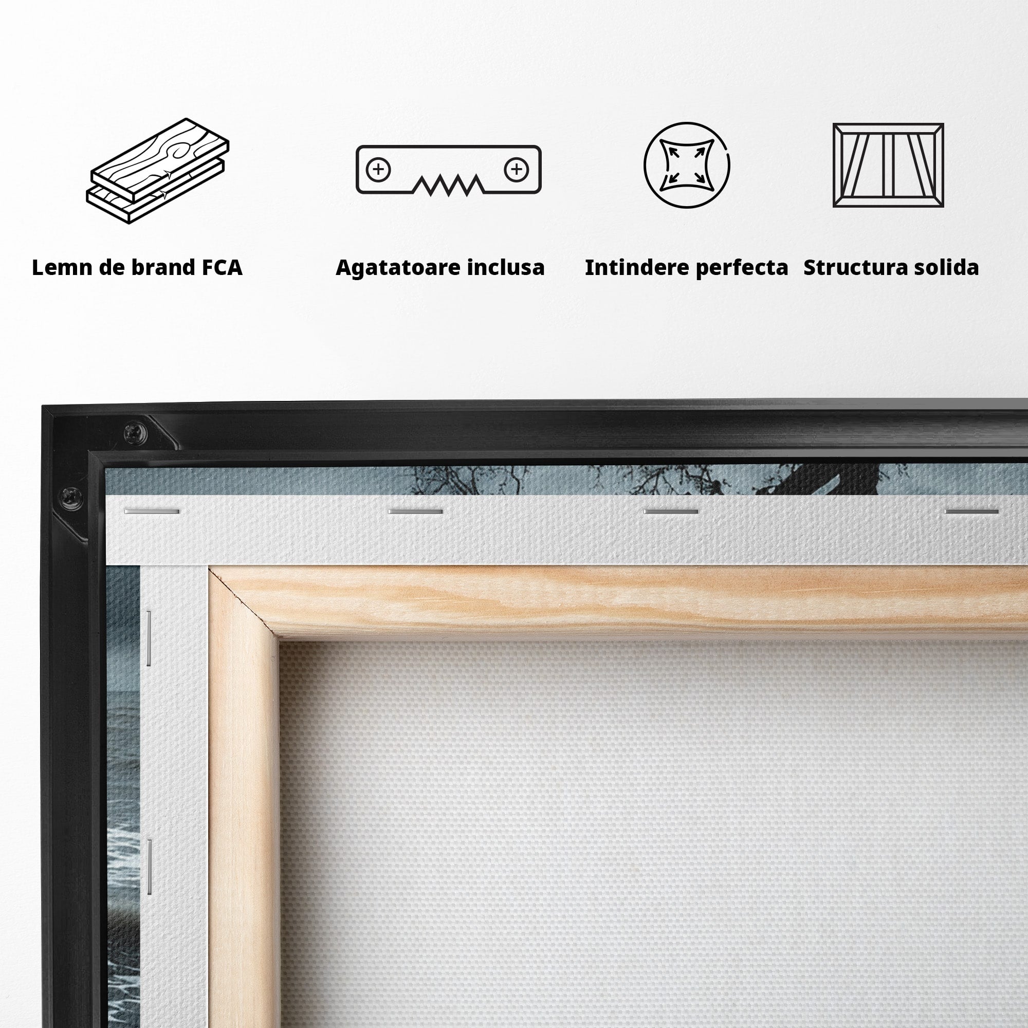 Tablou Canvas Premium LuxCanva® A1707, Copac Singuratic Pe Tarm, Copac, Tarm, Peisaj, Natura, Dramatic, Living, Culori Vibrante