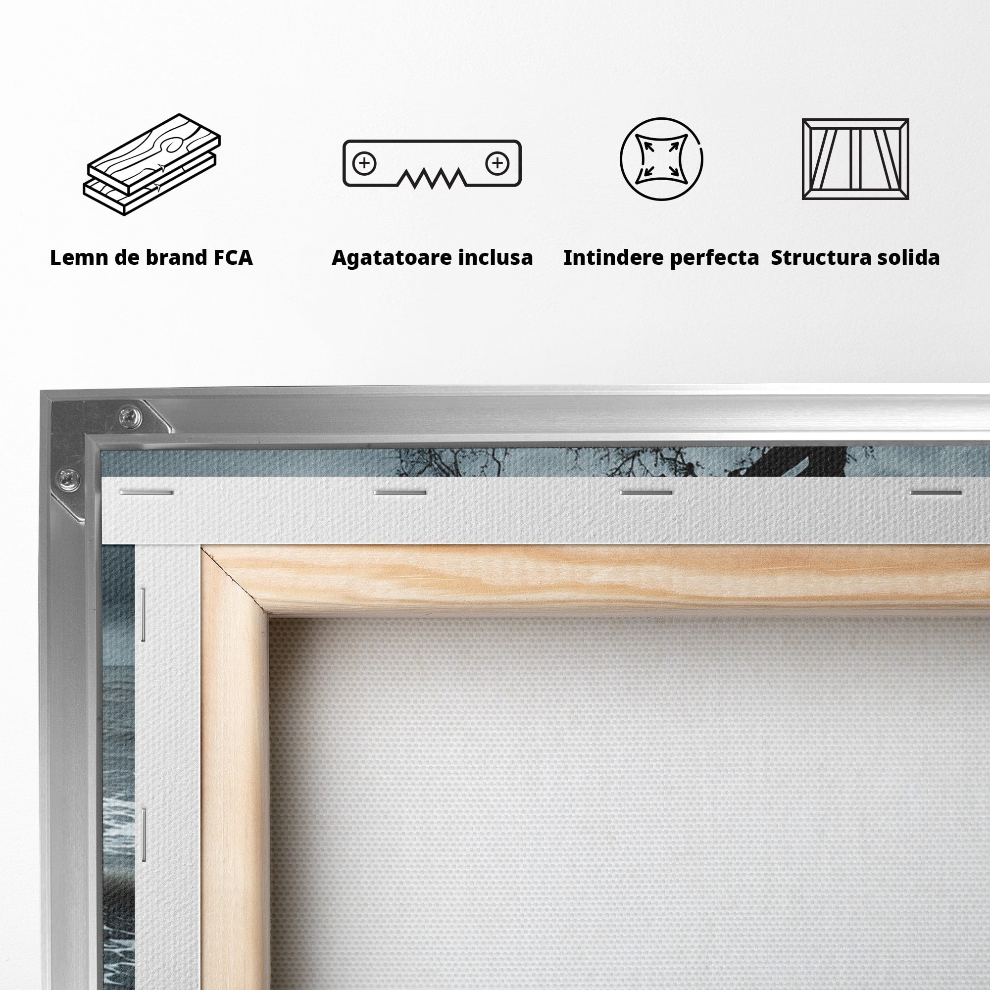 Tablou Canvas Premium LuxCanva® A1707, Copac Singuratic Pe Tarm, Copac, Tarm, Peisaj, Natura, Dramatic, Living, Culori Vibrante