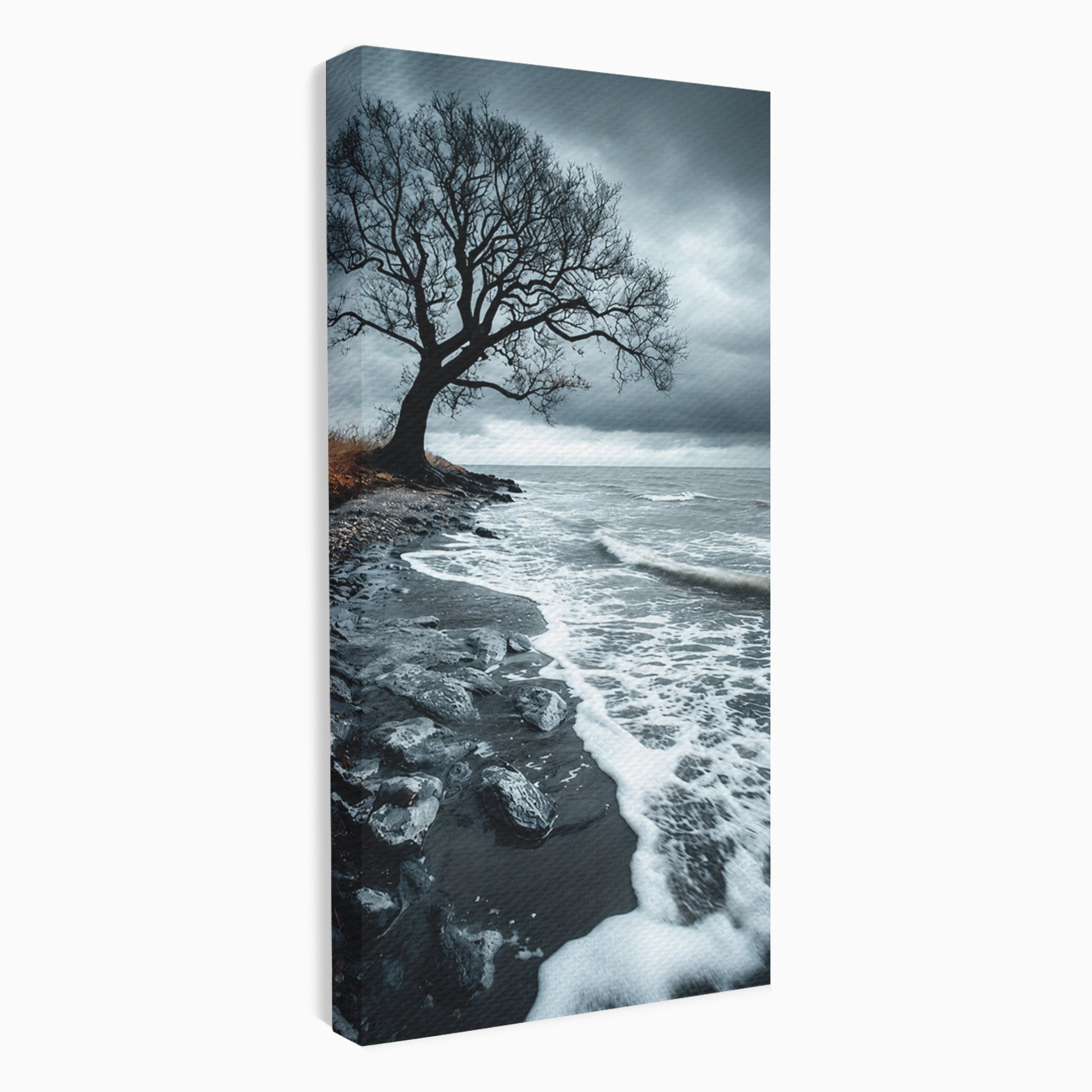 Tablou Canvas Premium LuxCanva® A1707, Copac Singuratic Pe Tarm, Copac, Tarm, Peisaj, Natura, Dramatic, Living, Culori Vibrante