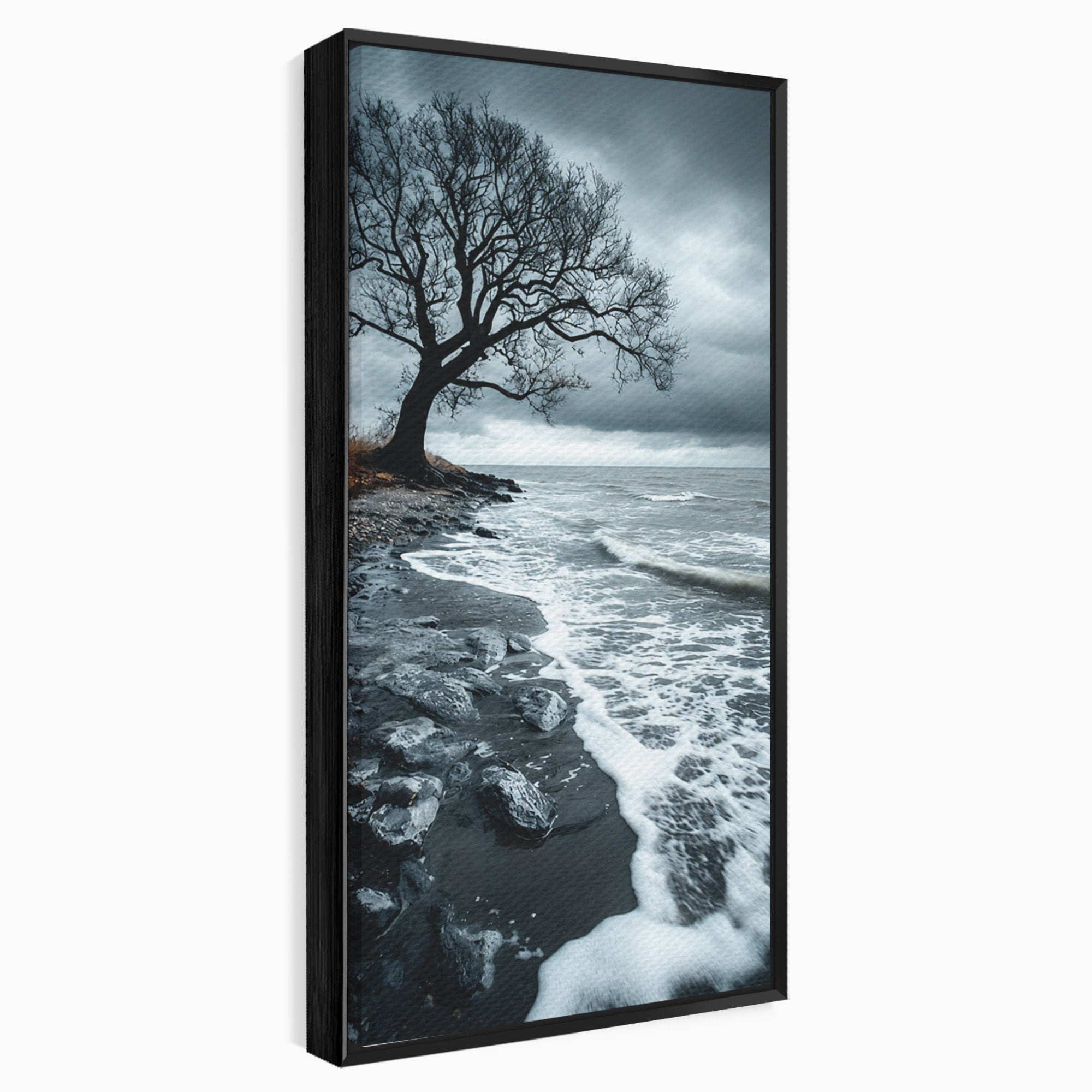Tablou Canvas Premium LuxCanva® A1707, Copac Singuratic Pe Tarm, Copac, Tarm, Peisaj, Natura, Dramatic, Living, Culori Vibrante