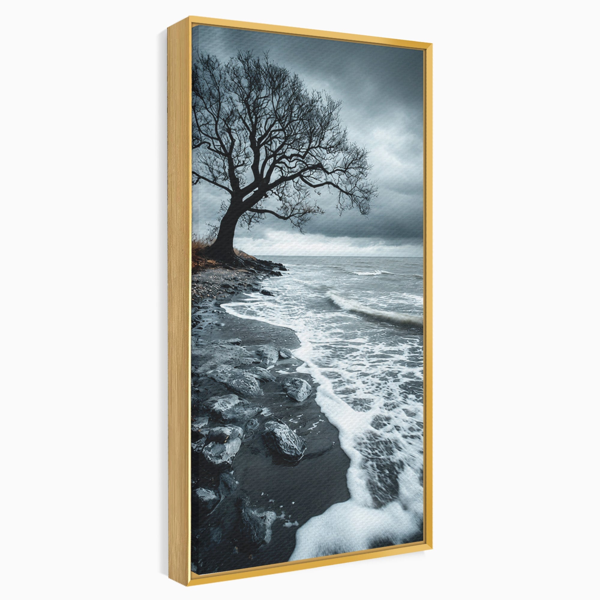 Tablou Canvas Premium LuxCanva® A1707, Copac Singuratic Pe Tarm, Copac, Tarm, Peisaj, Natura, Dramatic, Living, Culori Vibrante