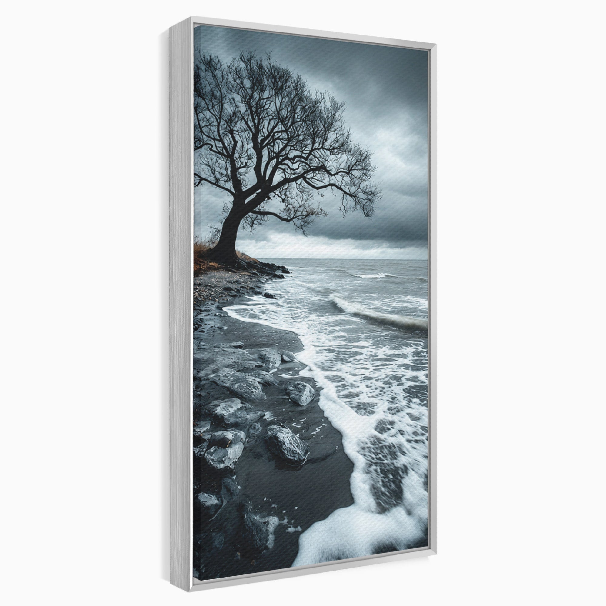 Tablou Canvas Premium LuxCanva® A1707, Copac Singuratic Pe Tarm, Copac, Tarm, Peisaj, Natura, Dramatic, Living, Culori Vibrante