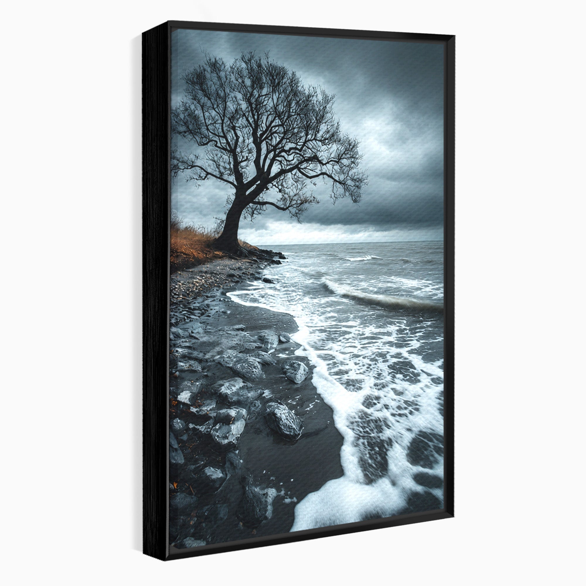 Tablou Canvas Premium LuxCanva® A1707, Copac Singuratic Pe Tarm, Copac, Tarm, Peisaj, Natura, Dramatic, Living, Culori Vibrante