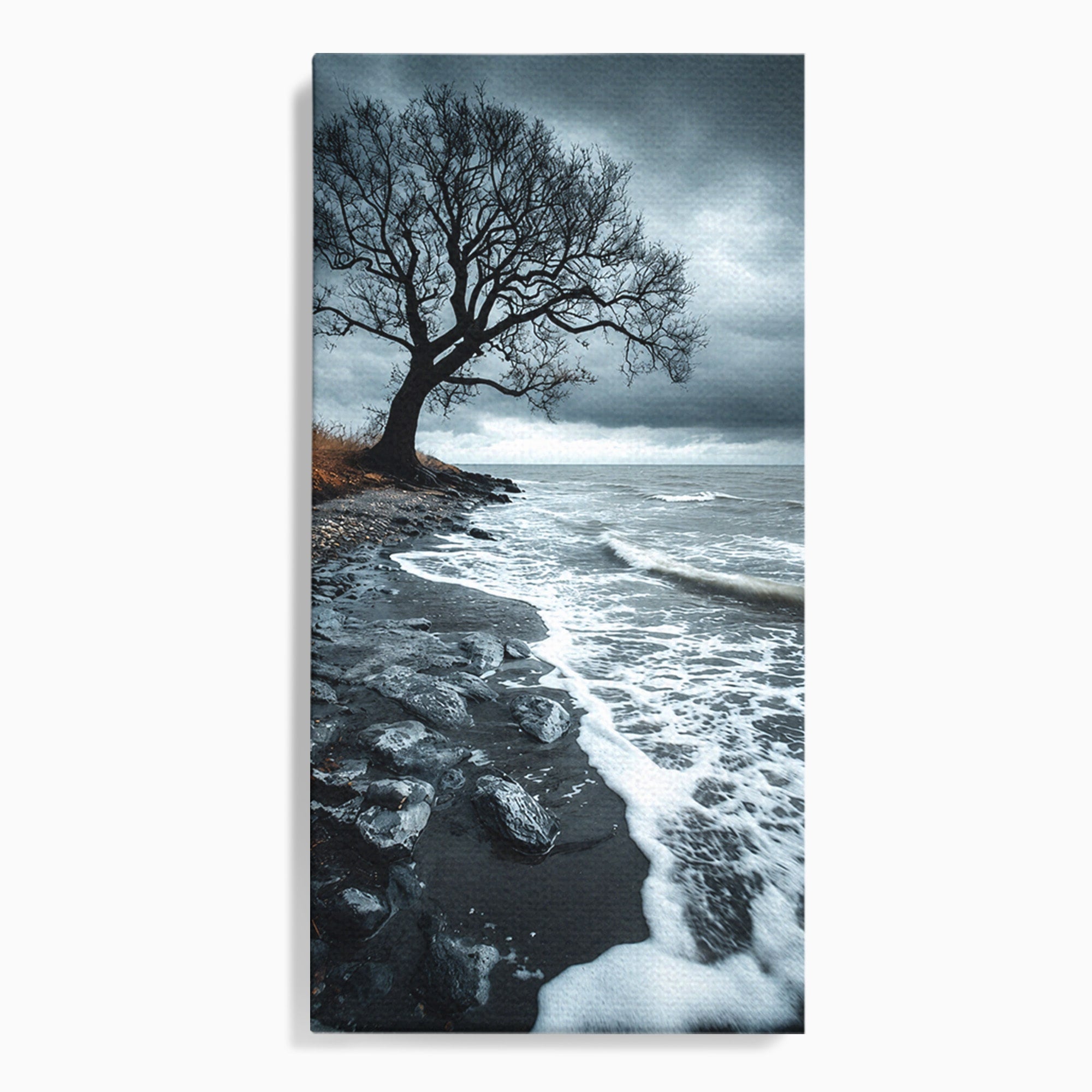 Tablou Canvas Premium LuxCanva® A1707, Copac Singuratic Pe Tarm, Copac, Tarm, Peisaj, Natura, Dramatic, Living, Culori Vibrante