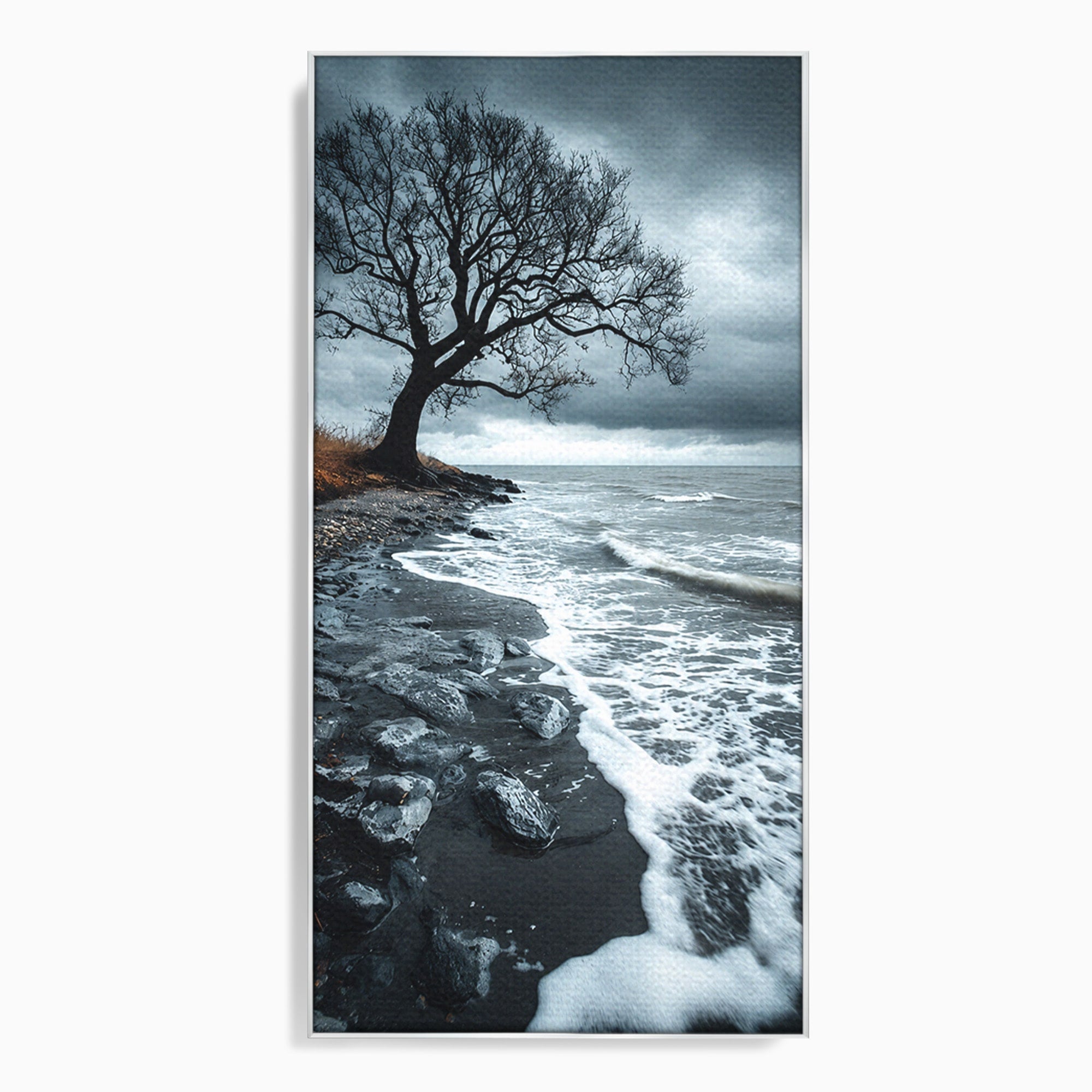 Tablou Canvas Premium LuxCanva® A1707, Copac Singuratic Pe Tarm, Copac, Tarm, Peisaj, Natura, Dramatic, Living, Culori Vibrante