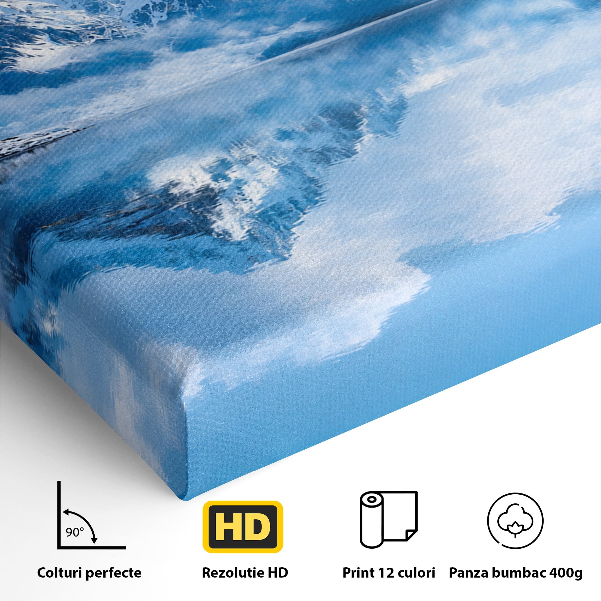 Tablou Canvas Premium LuxCanva® A1708, Primavara La Munte, Munte, Lac, Primavara, Natura, Living, Dormitor, Culori Vibrante