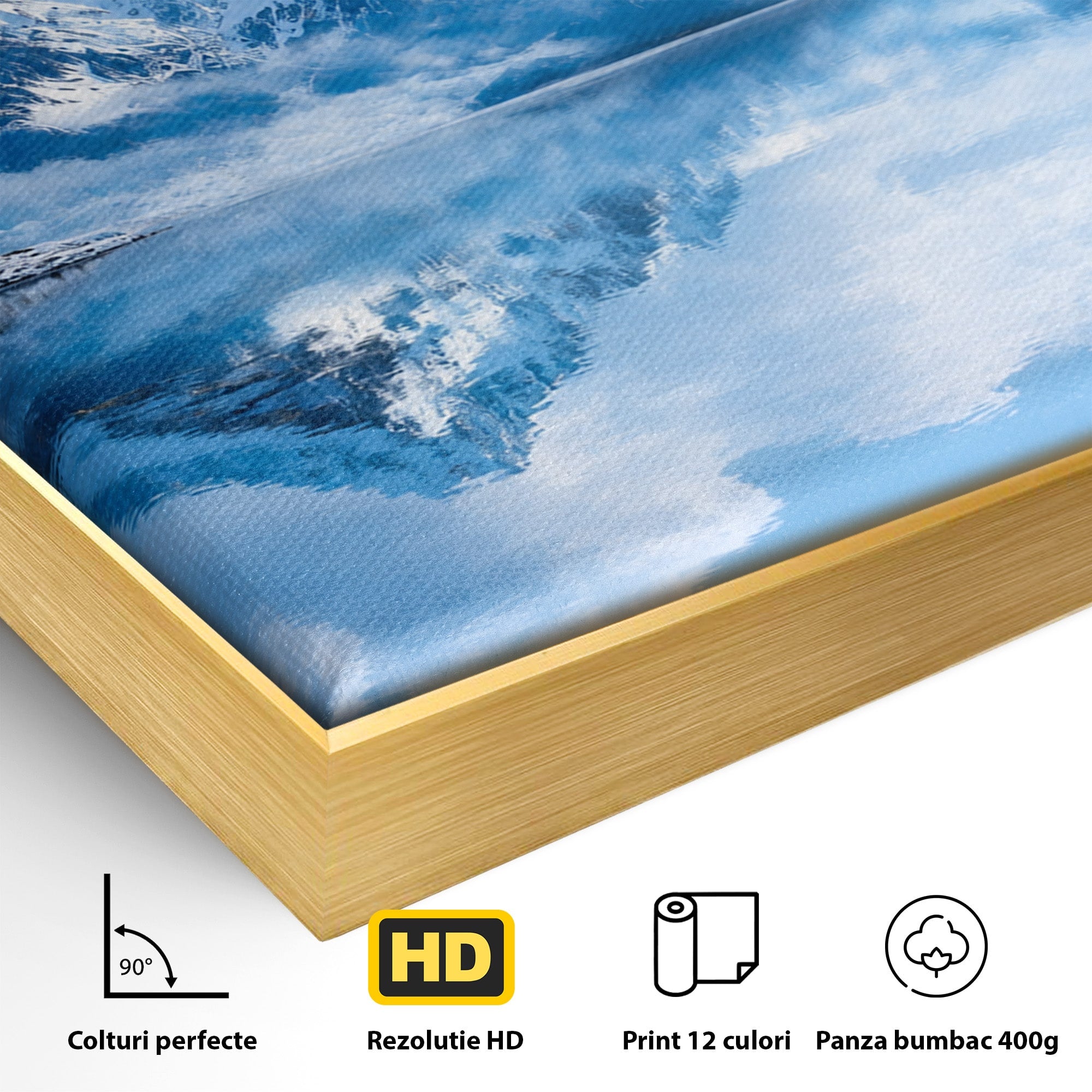 Tablou Canvas Premium LuxCanva® A1708, Primavara La Munte, Munte, Lac, Primavara, Natura, Living, Dormitor, Culori Vibrante