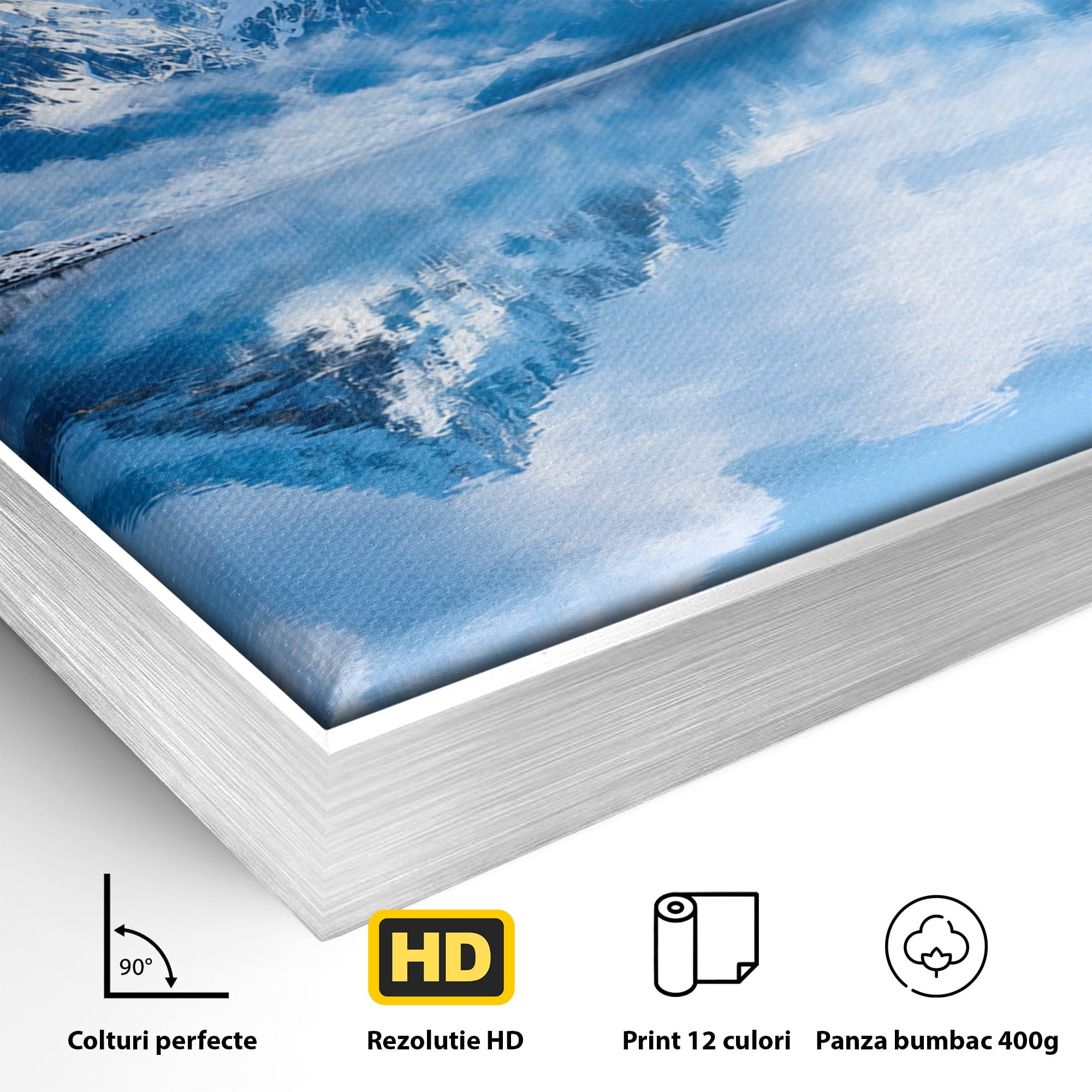 Tablou Canvas Premium LuxCanva® A1708, Primavara La Munte, Munte, Lac, Primavara, Natura, Living, Dormitor, Culori Vibrante