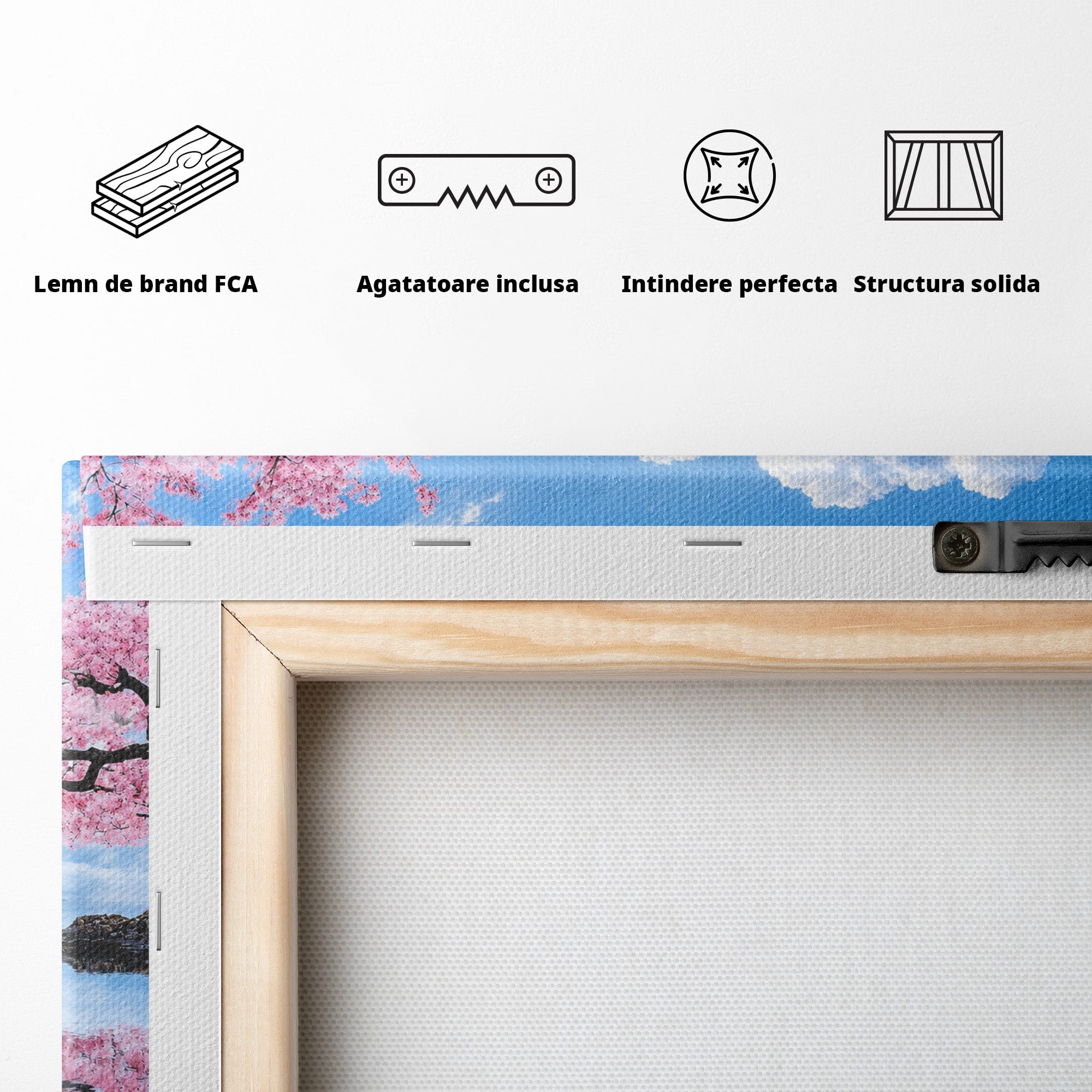 Tablou Canvas Premium LuxCanva® A1708, Primavara La Munte, Munte, Lac, Primavara, Natura, Living, Dormitor, Culori Vibrante