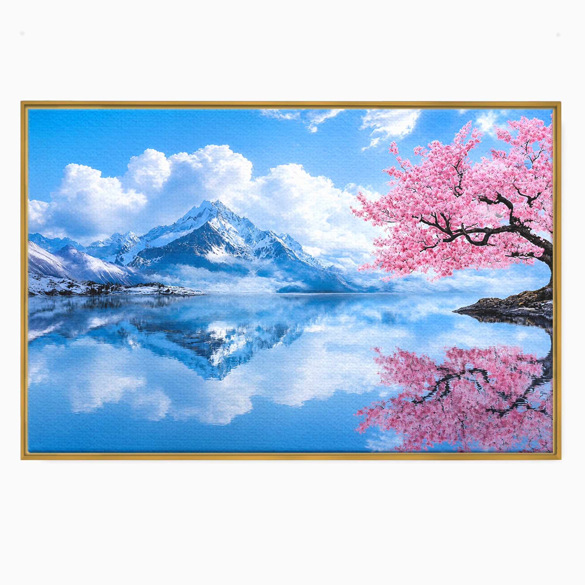 Tablou Canvas Premium LuxCanva® A1708, Primavara La Munte, Munte, Lac, Primavara, Natura, Living, Dormitor, Culori Vibrante