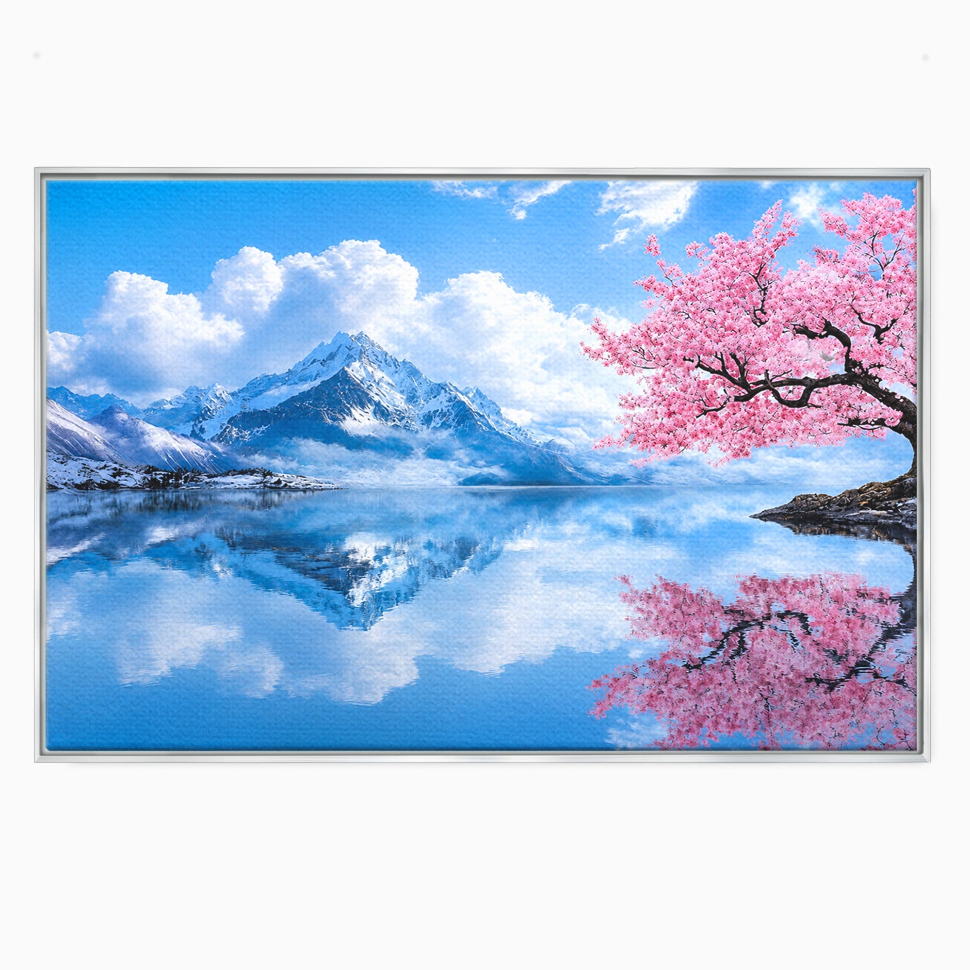 Tablou Canvas Premium LuxCanva® A1708, Primavara La Munte, Munte, Lac, Primavara, Natura, Living, Dormitor, Culori Vibrante