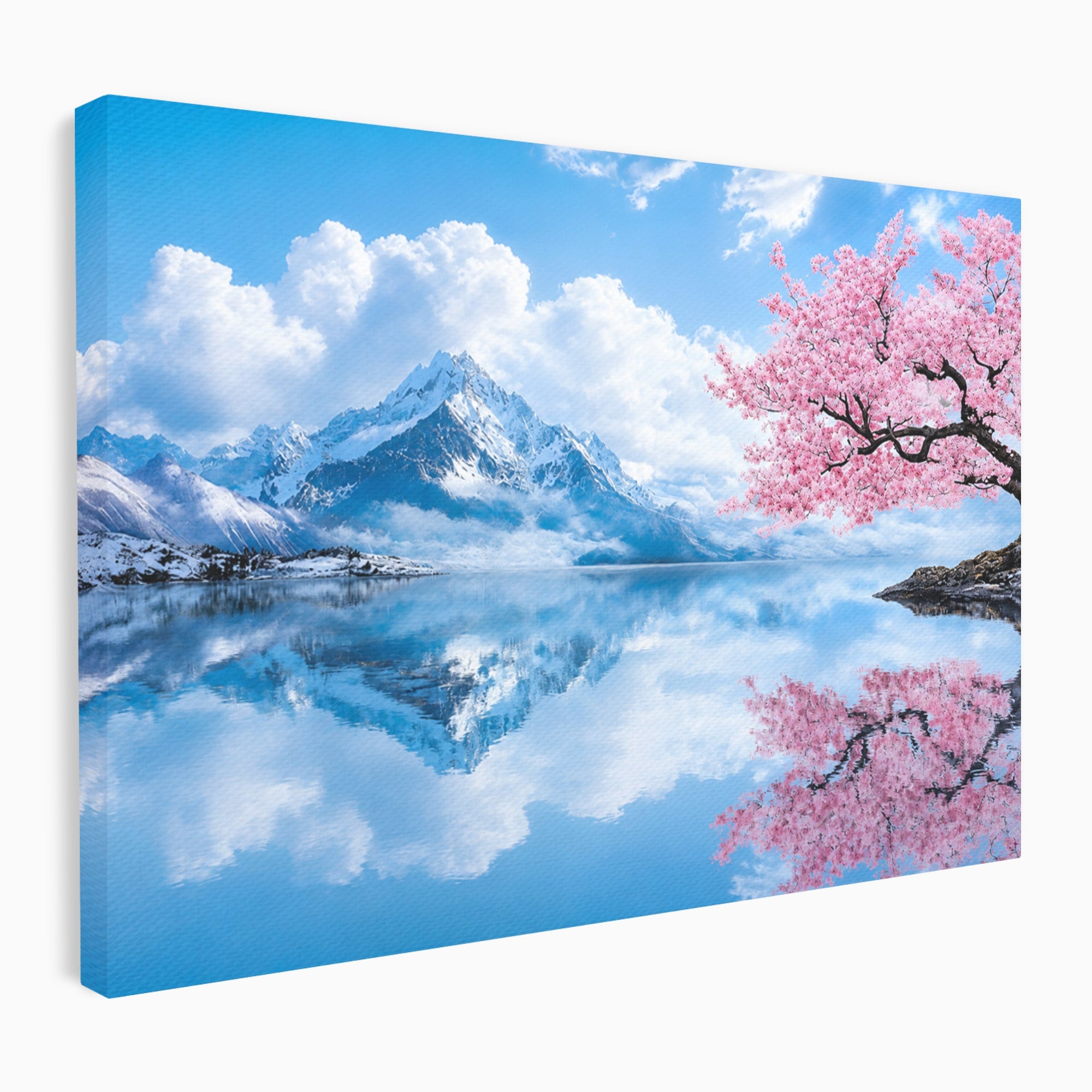 Tablou Canvas Premium LuxCanva® A1708, Primavara La Munte, Munte, Lac, Primavara, Natura, Living, Dormitor, Culori Vibrante