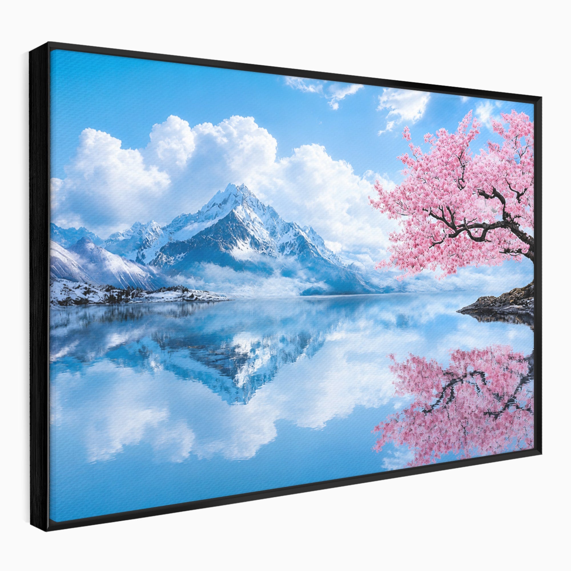 Tablou Canvas Premium LuxCanva® A1708, Primavara La Munte, Munte, Lac, Primavara, Natura, Living, Dormitor, Culori Vibrante