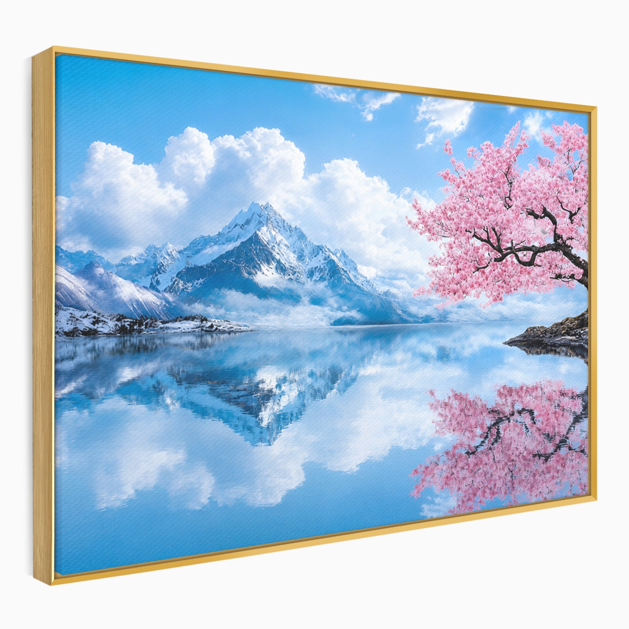 Tablou Canvas Premium LuxCanva® A1708, Primavara La Munte, Munte, Lac, Primavara, Natura, Living, Dormitor, Culori Vibrante