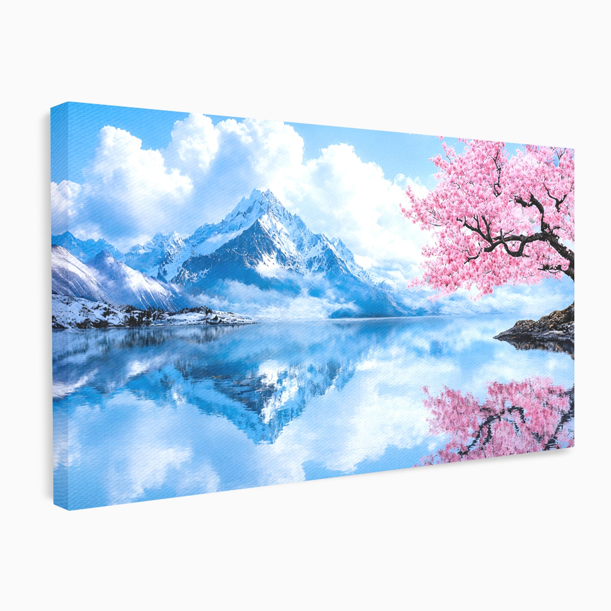 Tablou Canvas Premium LuxCanva® A1708, Primavara La Munte, Munte, Lac, Primavara, Natura, Living, Dormitor, Culori Vibrante