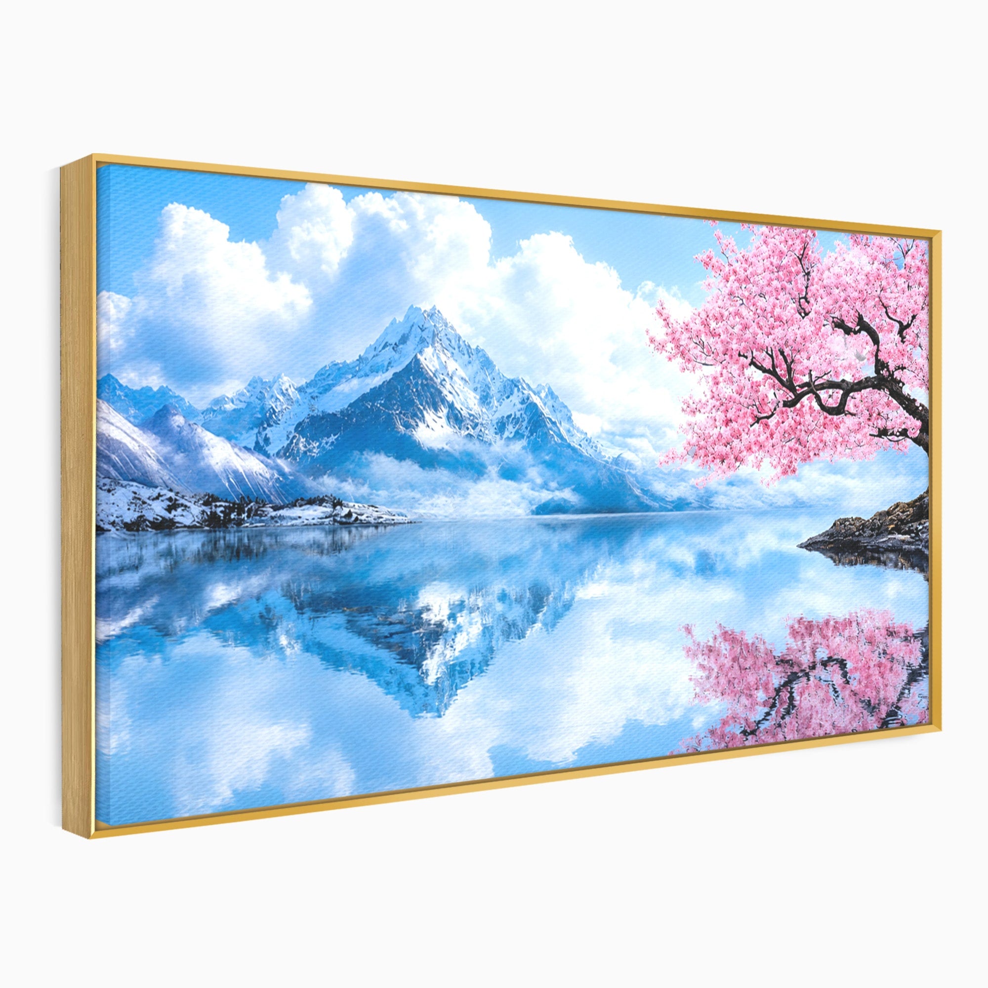 Tablou Canvas Premium LuxCanva® A1708, Primavara La Munte, Munte, Lac, Primavara, Natura, Living, Dormitor, Culori Vibrante