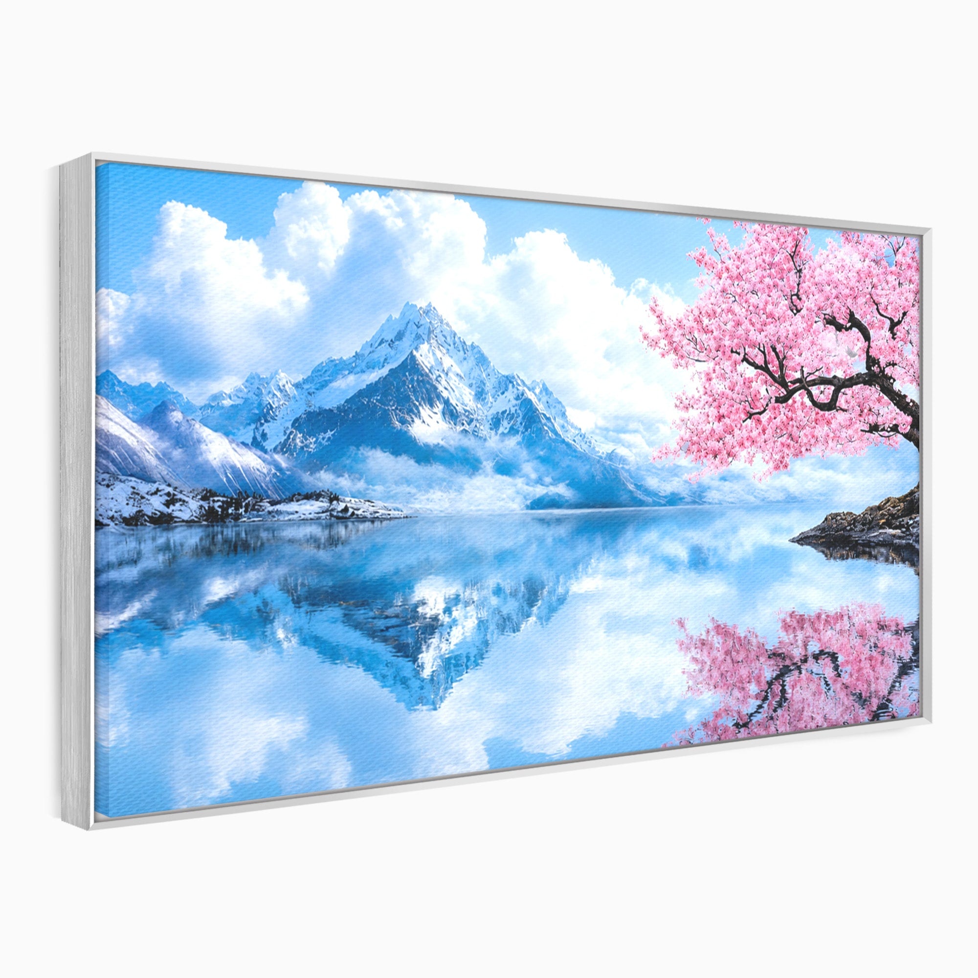 Tablou Canvas Premium LuxCanva® A1708, Primavara La Munte, Munte, Lac, Primavara, Natura, Living, Dormitor, Culori Vibrante