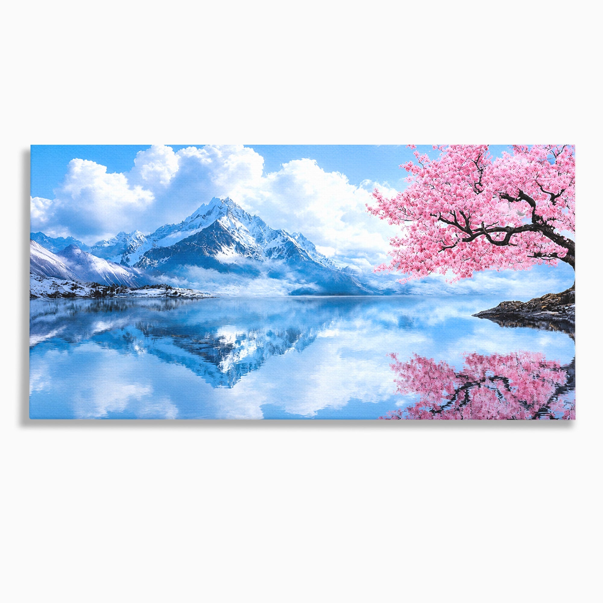 Tablou Canvas Premium LuxCanva® A1708, Primavara La Munte, Munte, Lac, Primavara, Natura, Living, Dormitor, Culori Vibrante