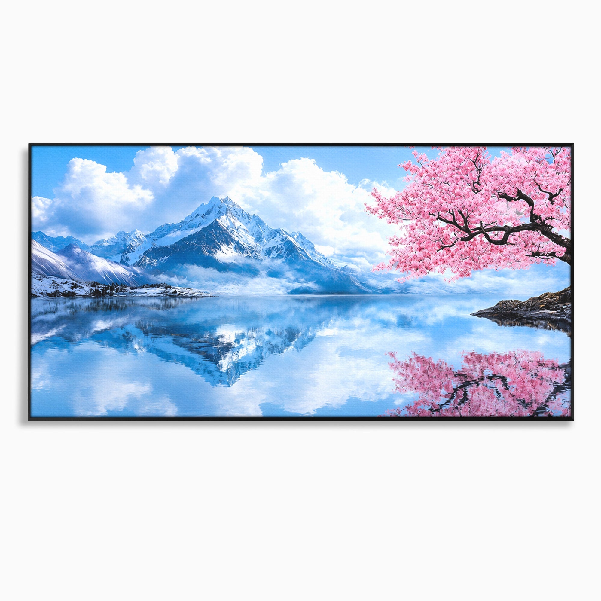 Tablou Canvas Premium LuxCanva® A1708, Primavara La Munte, Munte, Lac, Primavara, Natura, Living, Dormitor, Culori Vibrante