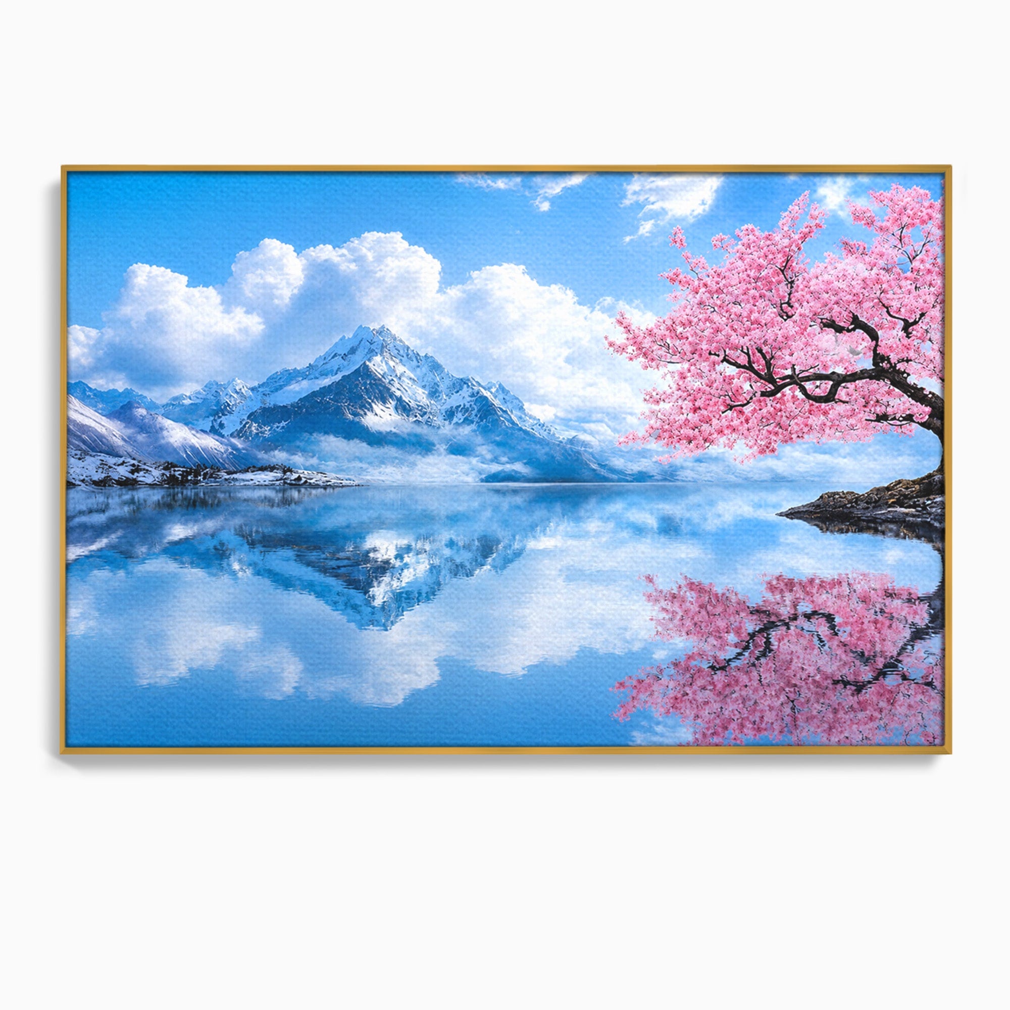 Tablou Canvas Premium LuxCanva® A1708, Primavara La Munte, Munte, Lac, Primavara, Natura, Living, Dormitor, Culori Vibrante