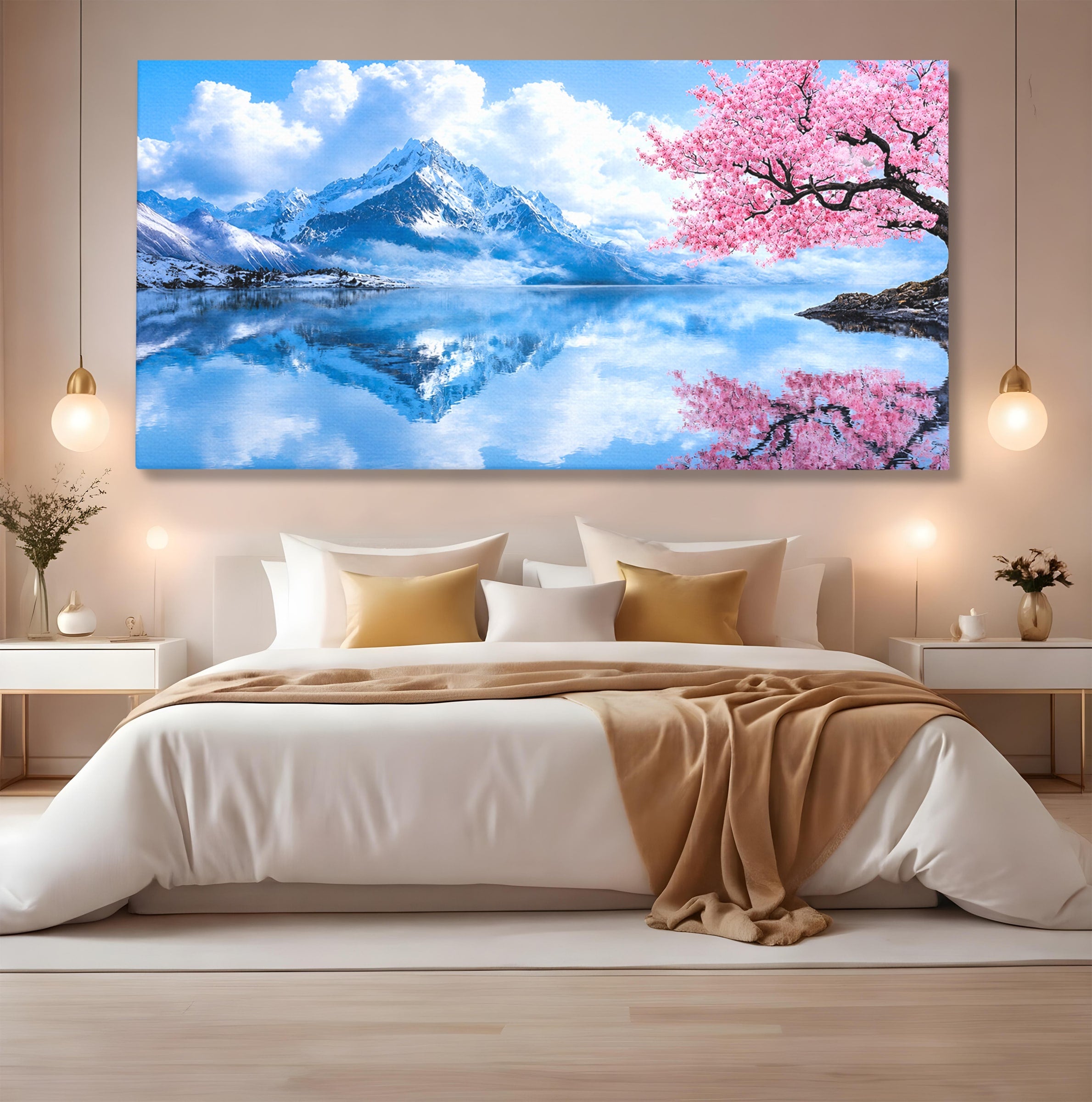 Tablou Canvas Premium LuxCanva® A1708, Primavara La Munte, Munte, Lac, Primavara, Natura, Living, Dormitor, Culori Vibrante