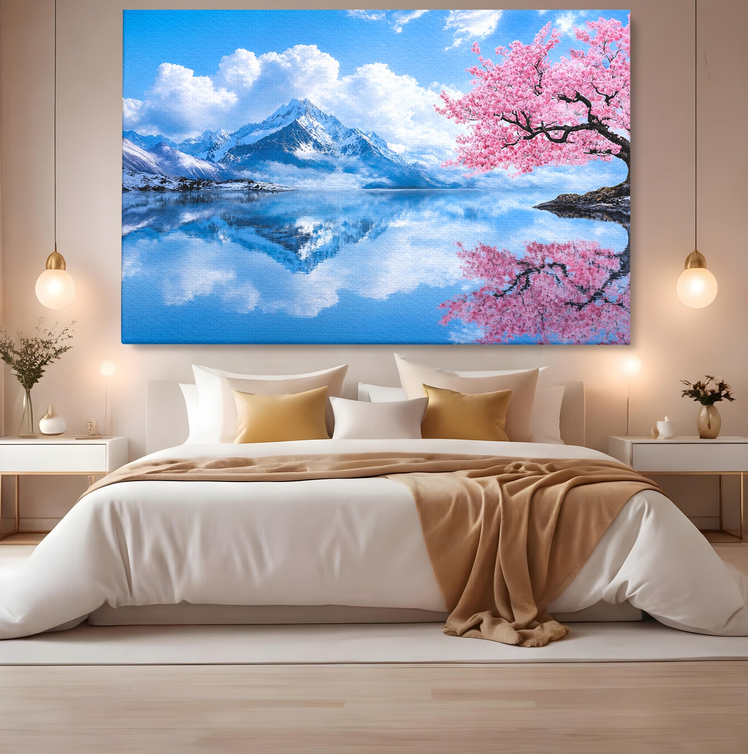 Tablou Canvas Premium LuxCanva® A1708, Primavara La Munte, Munte, Lac, Primavara, Natura, Living, Dormitor, Culori Vibrante