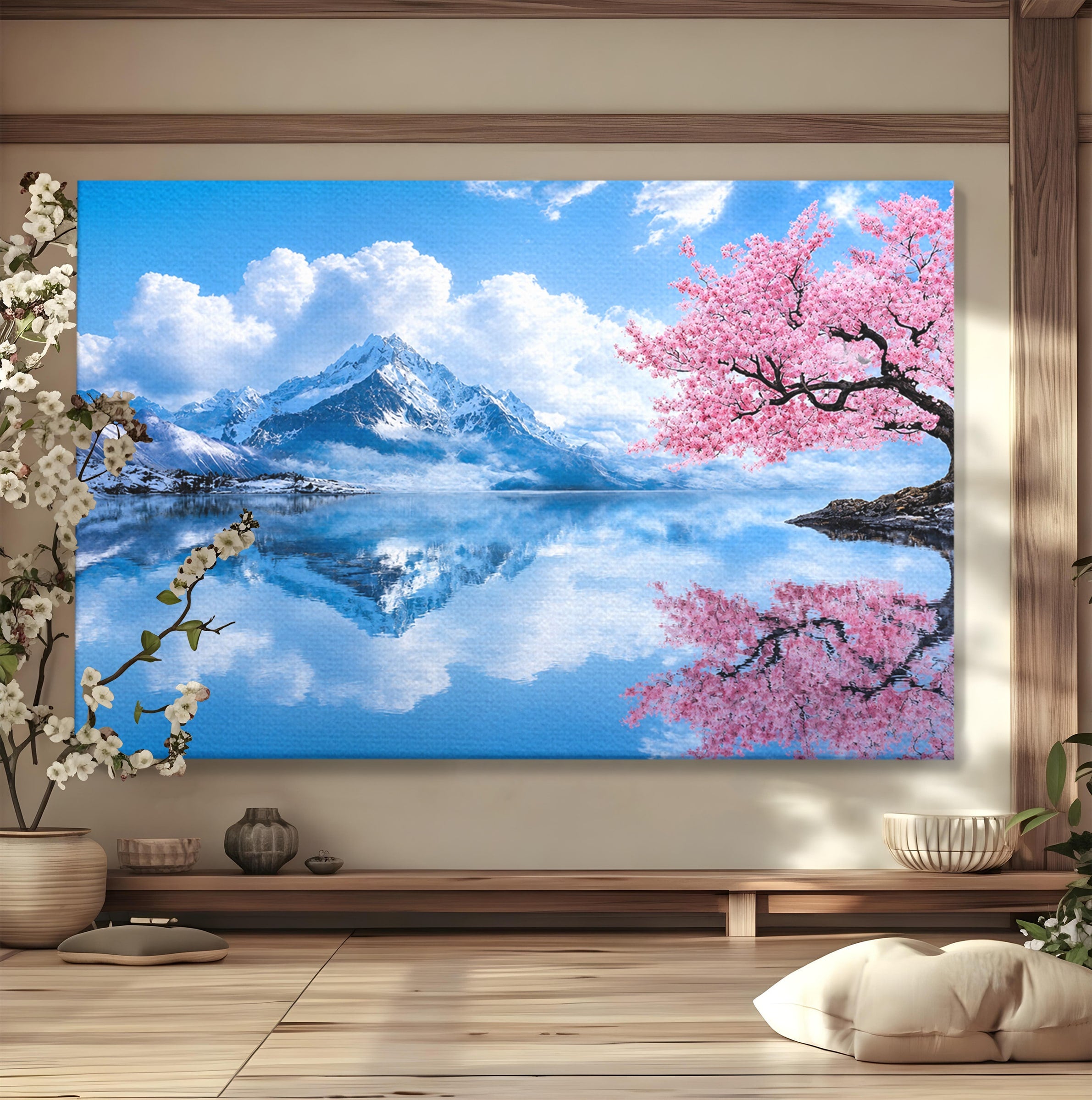 Tablou Canvas Premium LuxCanva® A1708, Primavara La Munte, Munte, Lac, Primavara, Natura, Living, Dormitor, Culori Vibrante