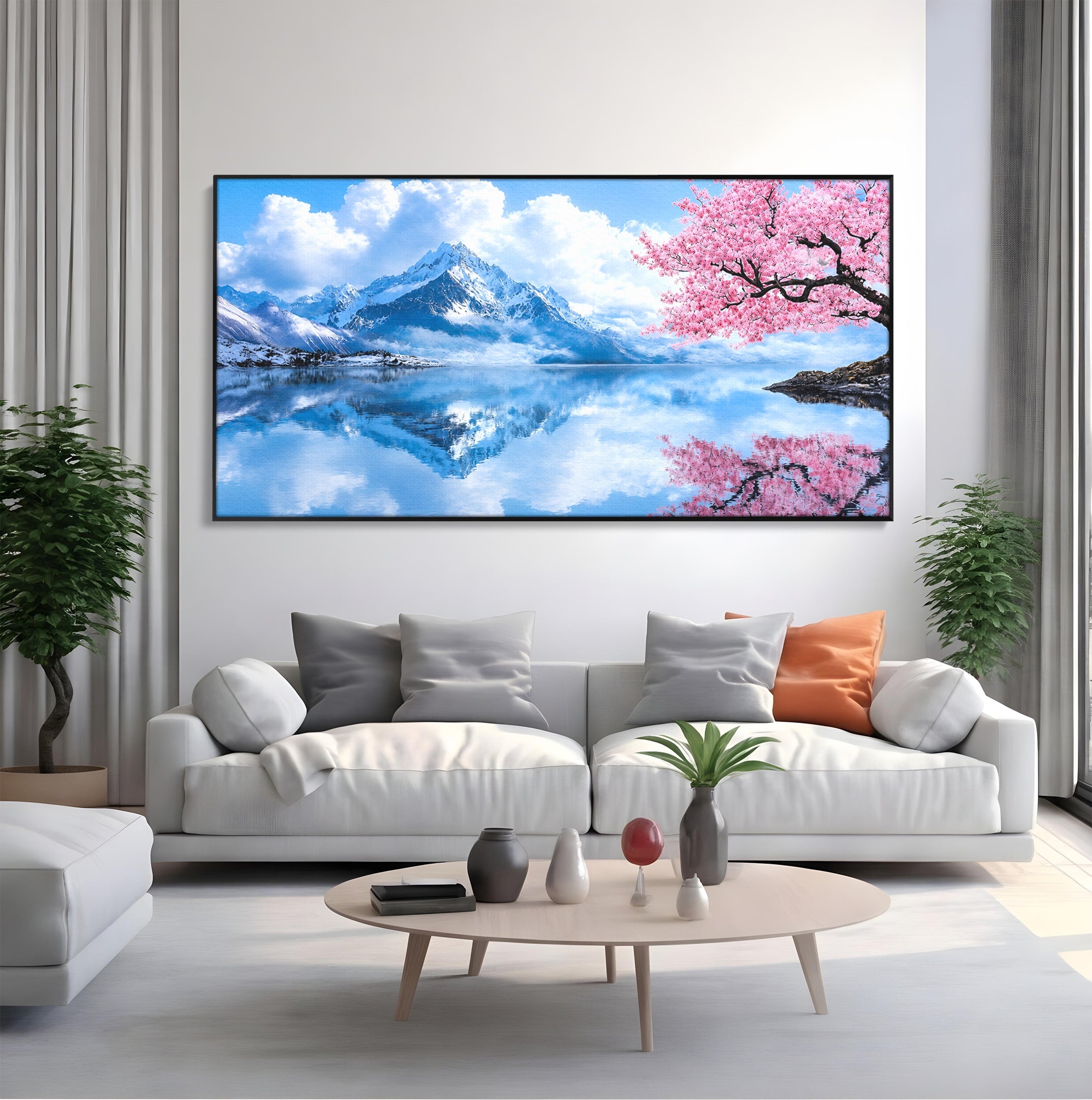 Tablou Canvas Premium LuxCanva® A1708, Primavara La Munte, Munte, Lac, Primavara, Natura, Living, Dormitor, Culori Vibrante