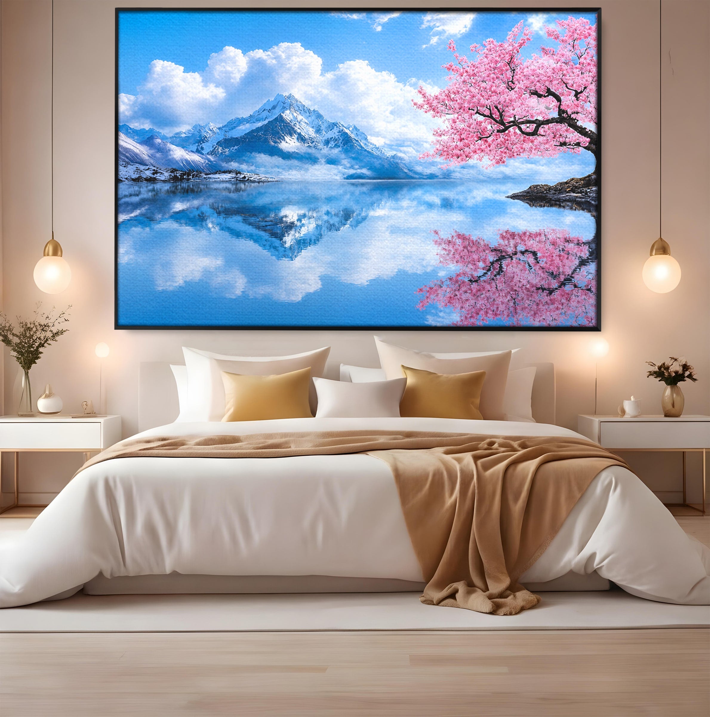 Tablou Canvas Premium LuxCanva® A1708, Primavara La Munte, Munte, Lac, Primavara, Natura, Living, Dormitor, Culori Vibrante