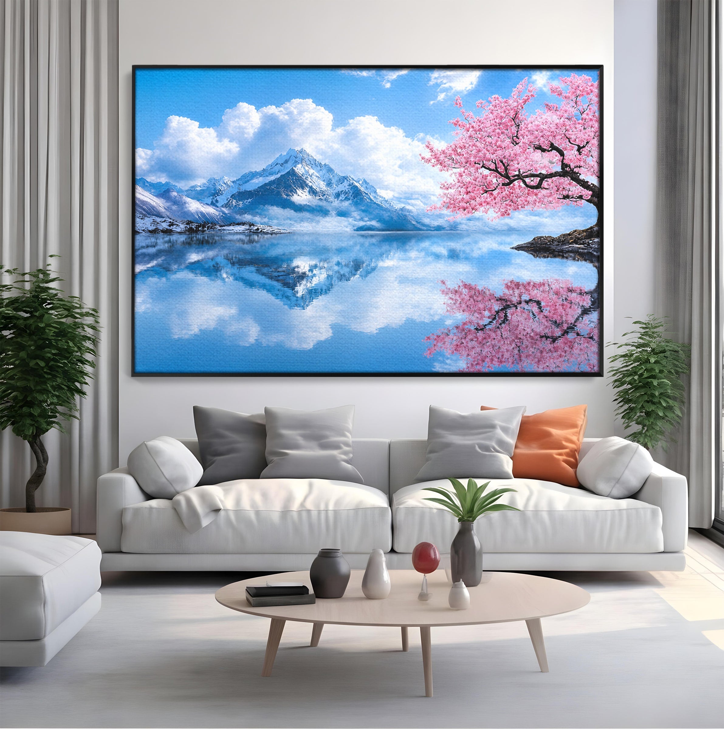 Tablou Canvas Premium LuxCanva® A1708, Primavara La Munte, Munte, Lac, Primavara, Natura, Living, Dormitor, Culori Vibrante
