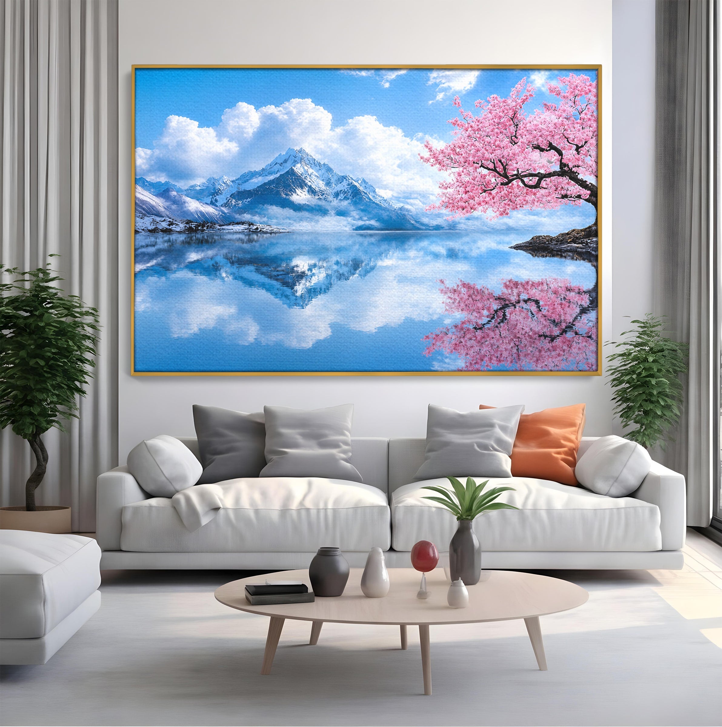 Tablou Canvas Premium LuxCanva® A1708, Primavara La Munte, Munte, Lac, Primavara, Natura, Living, Dormitor, Culori Vibrante