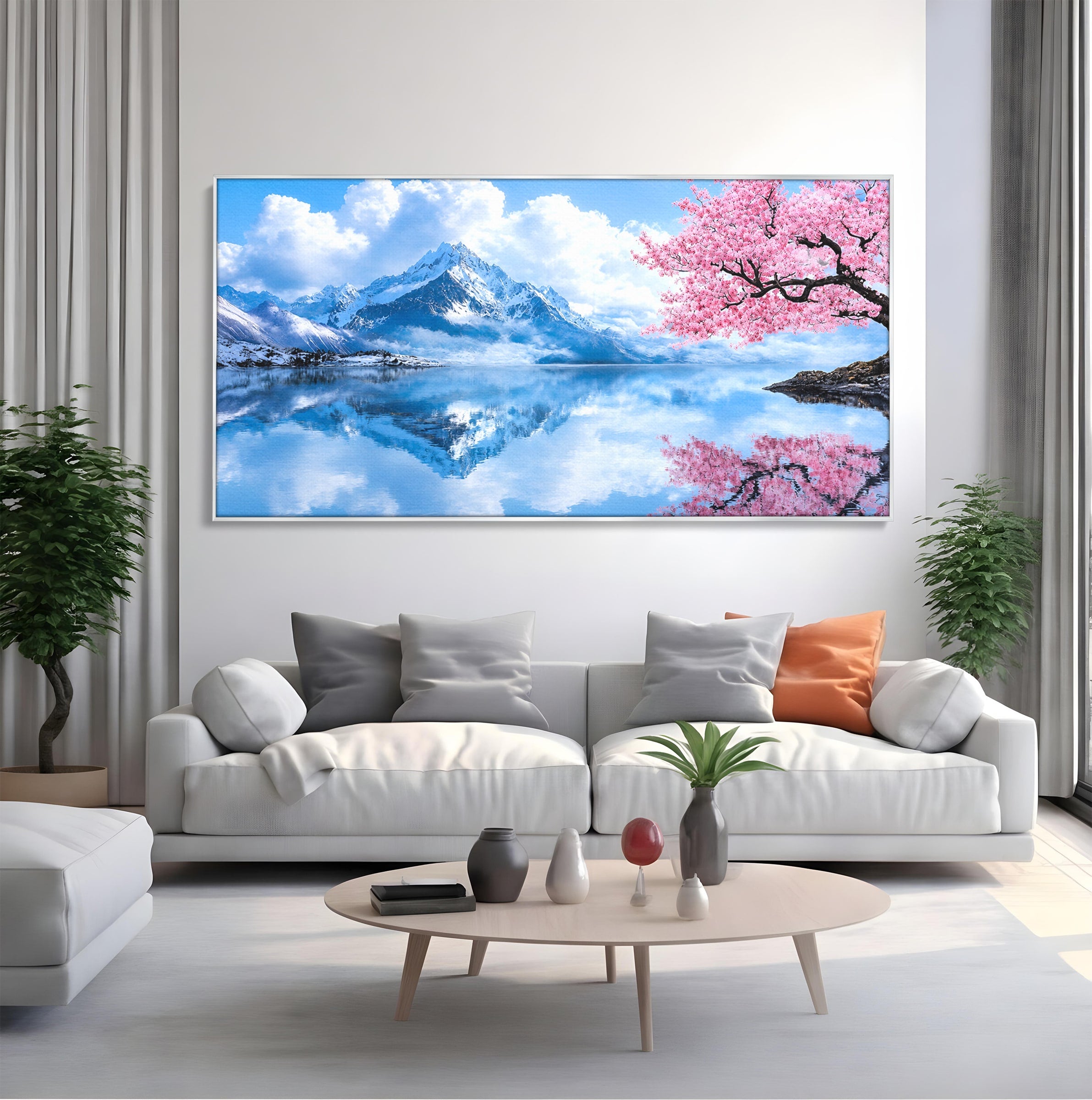 Tablou Canvas Premium LuxCanva® A1708, Primavara La Munte, Munte, Lac, Primavara, Natura, Living, Dormitor, Culori Vibrante