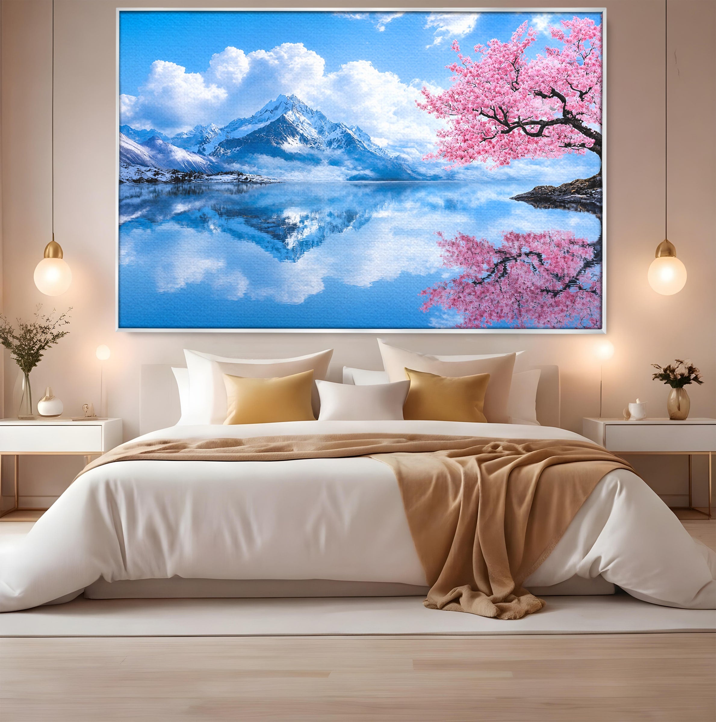 Tablou Canvas Premium LuxCanva® A1708, Primavara La Munte, Munte, Lac, Primavara, Natura, Living, Dormitor, Culori Vibrante
